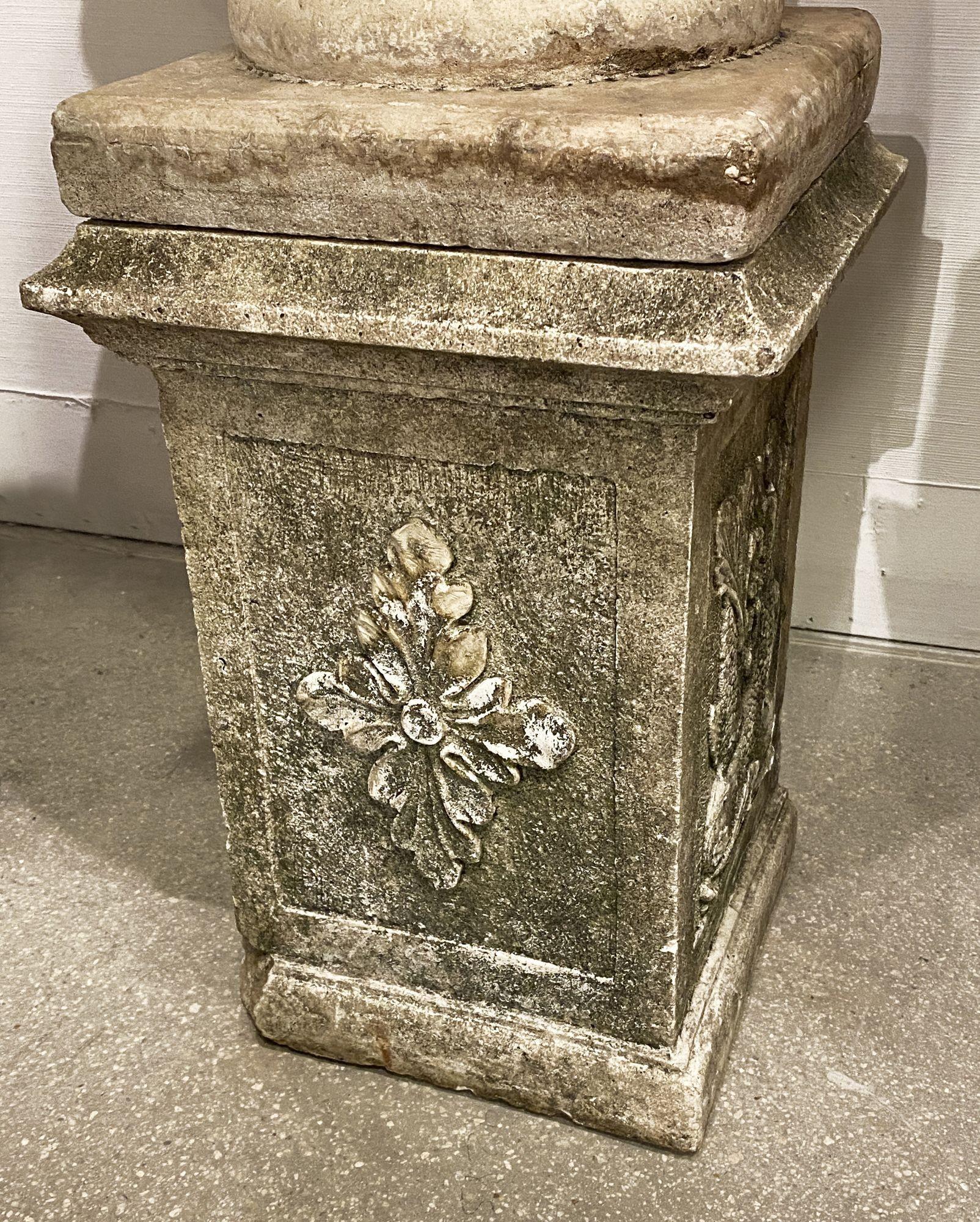 19th Century Pair French Stone Urns on Pedestals