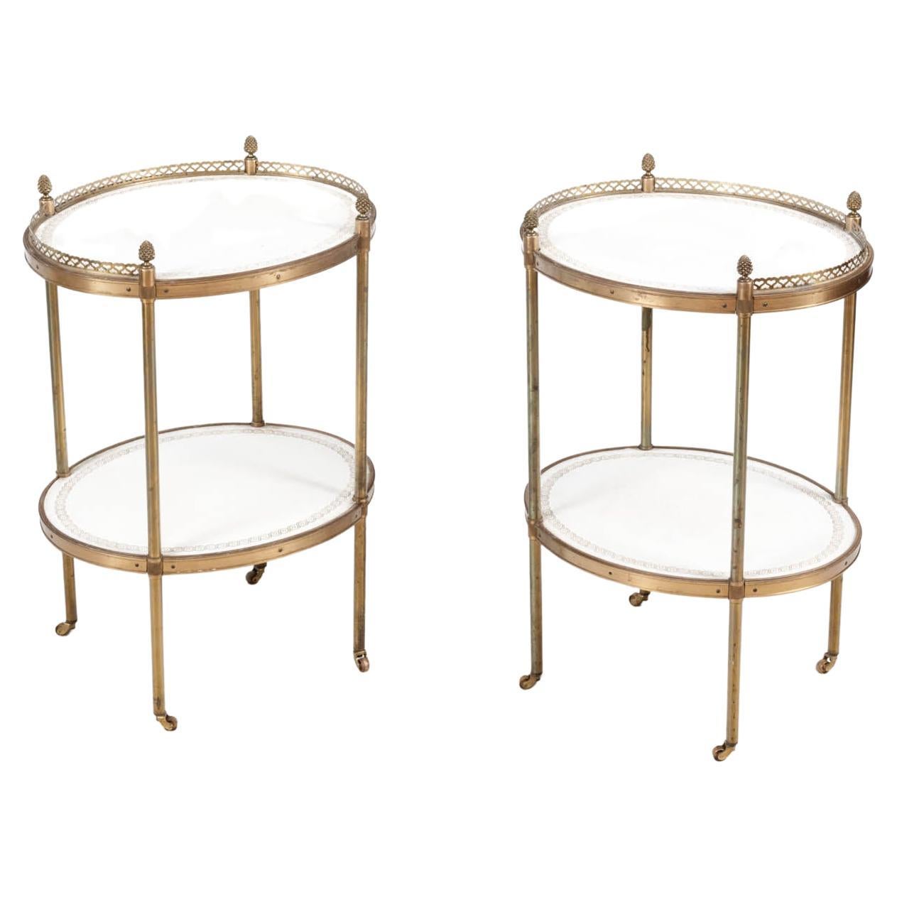 Pair French-Style 19th-Century End Tables with Acorn Finals