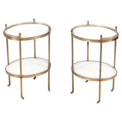 Pair French-Style 19th-Century End Tables with Acorn Finals
