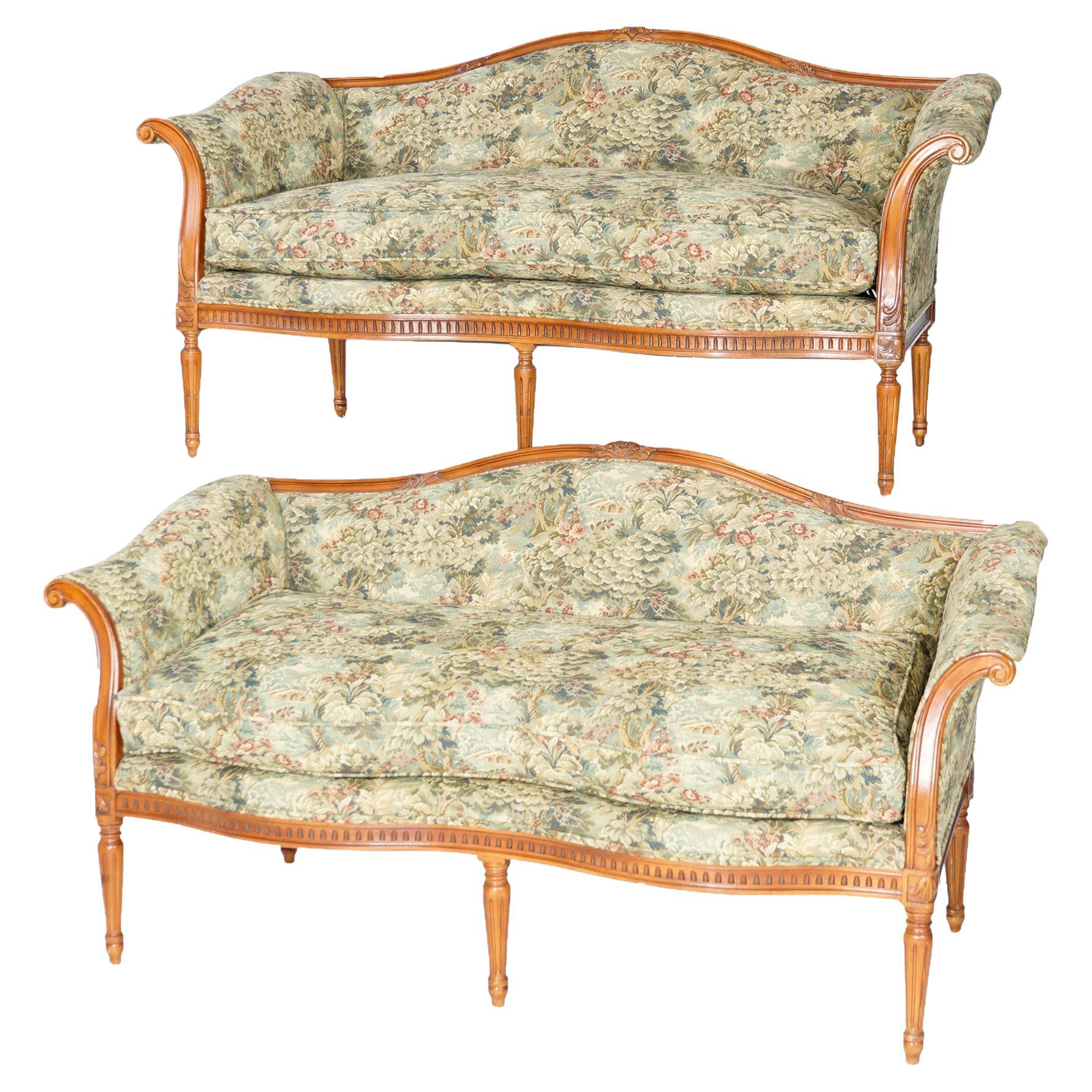 Pair French Style John Widdicomb Furniture Company Upholstered Settees, 20th C.