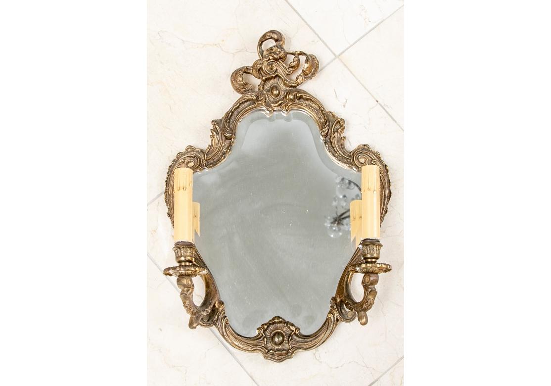 Baroque Pair French Style Mirrors With Electric Candle Sconces