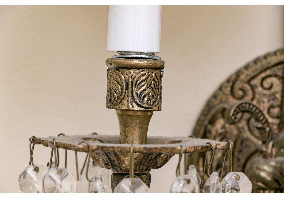 Pair French Style Tassel And Bow Form Two Light Wall Sconces With Silk Shades im Angebot 3