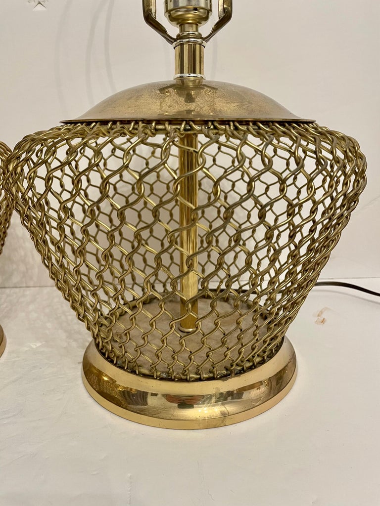 Pair French Style Twisted Brass Wire Lamps For Sale at 1stDibs