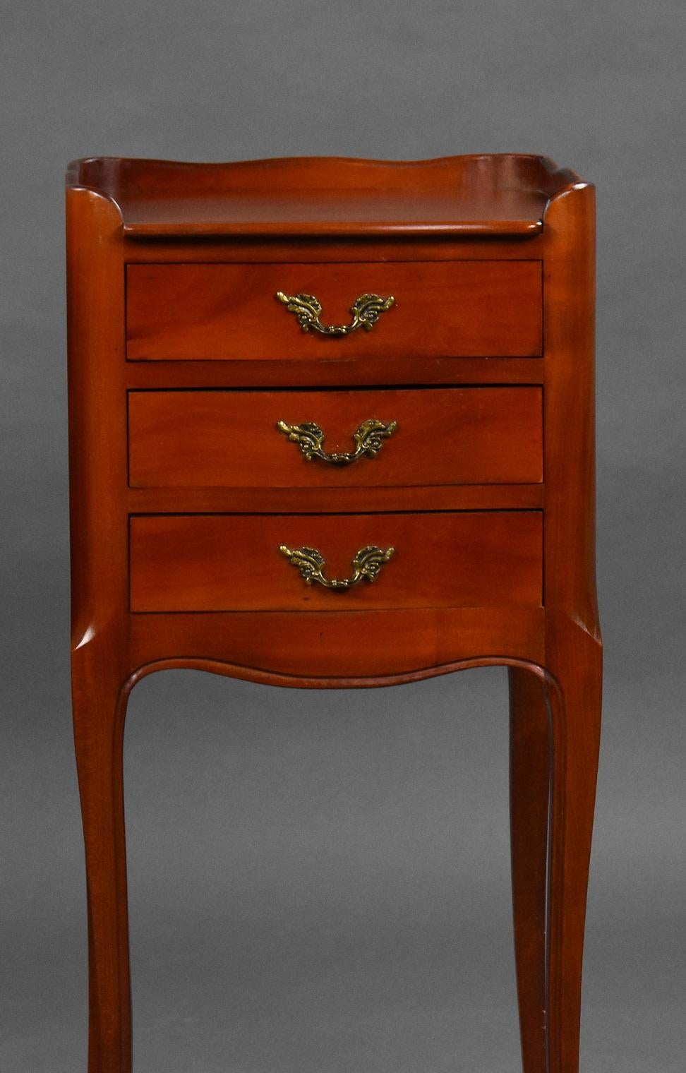 European Pair French Style Walnut Bedsides