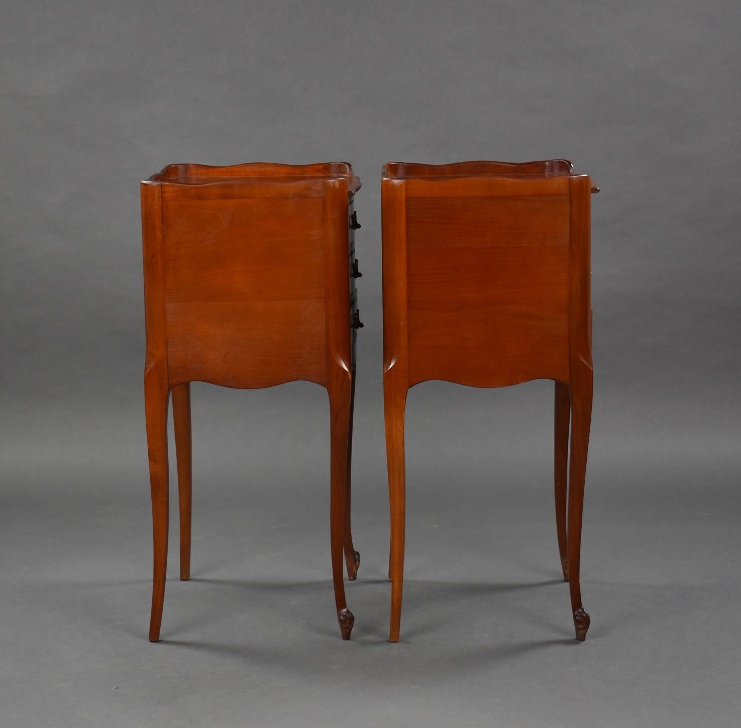 Pair French Style Walnut Bedsides 2