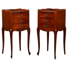 Pair French Style Walnut Bedsides