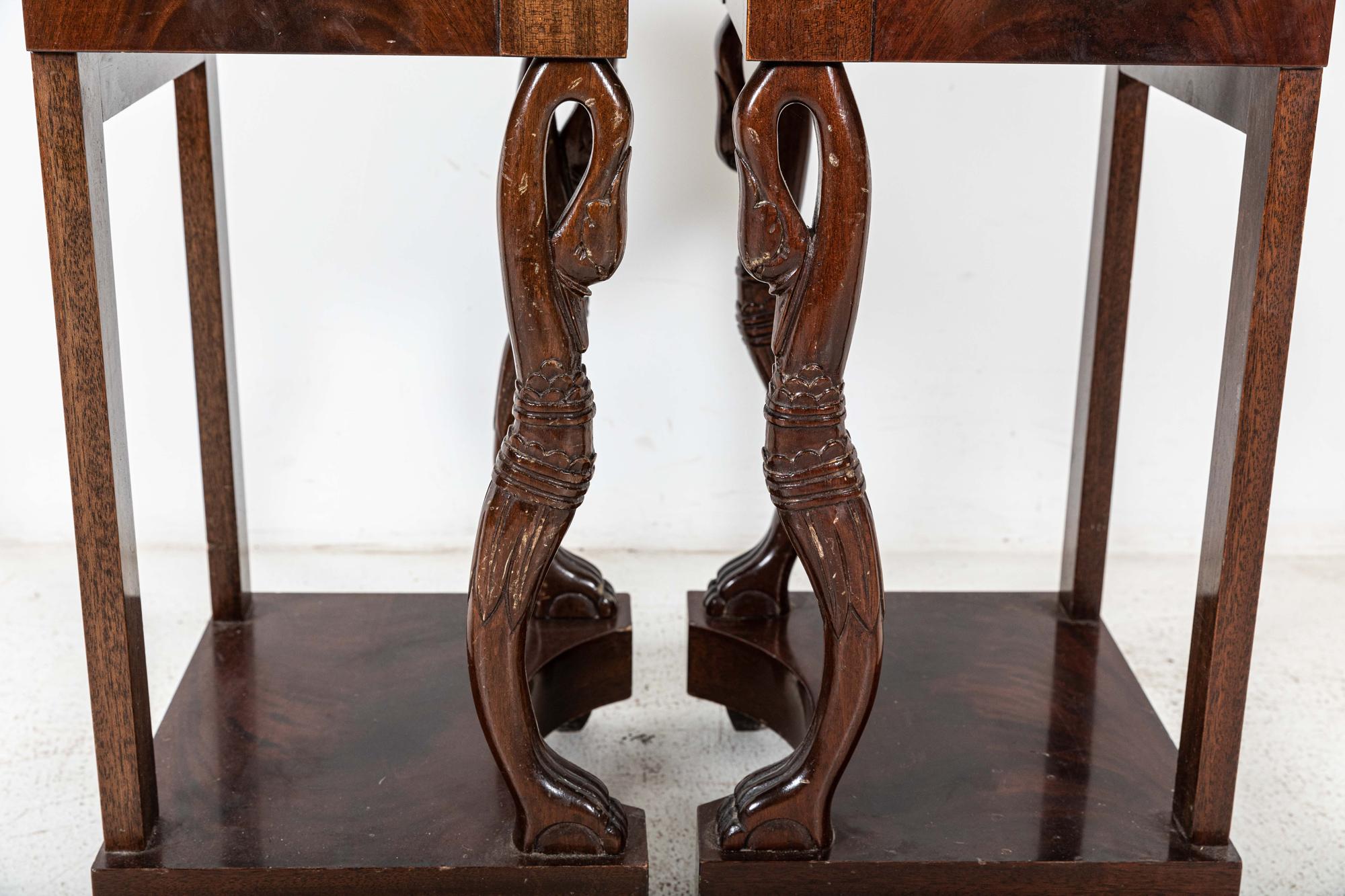 Pair French Swan Neck Bedside Tables For Sale 7