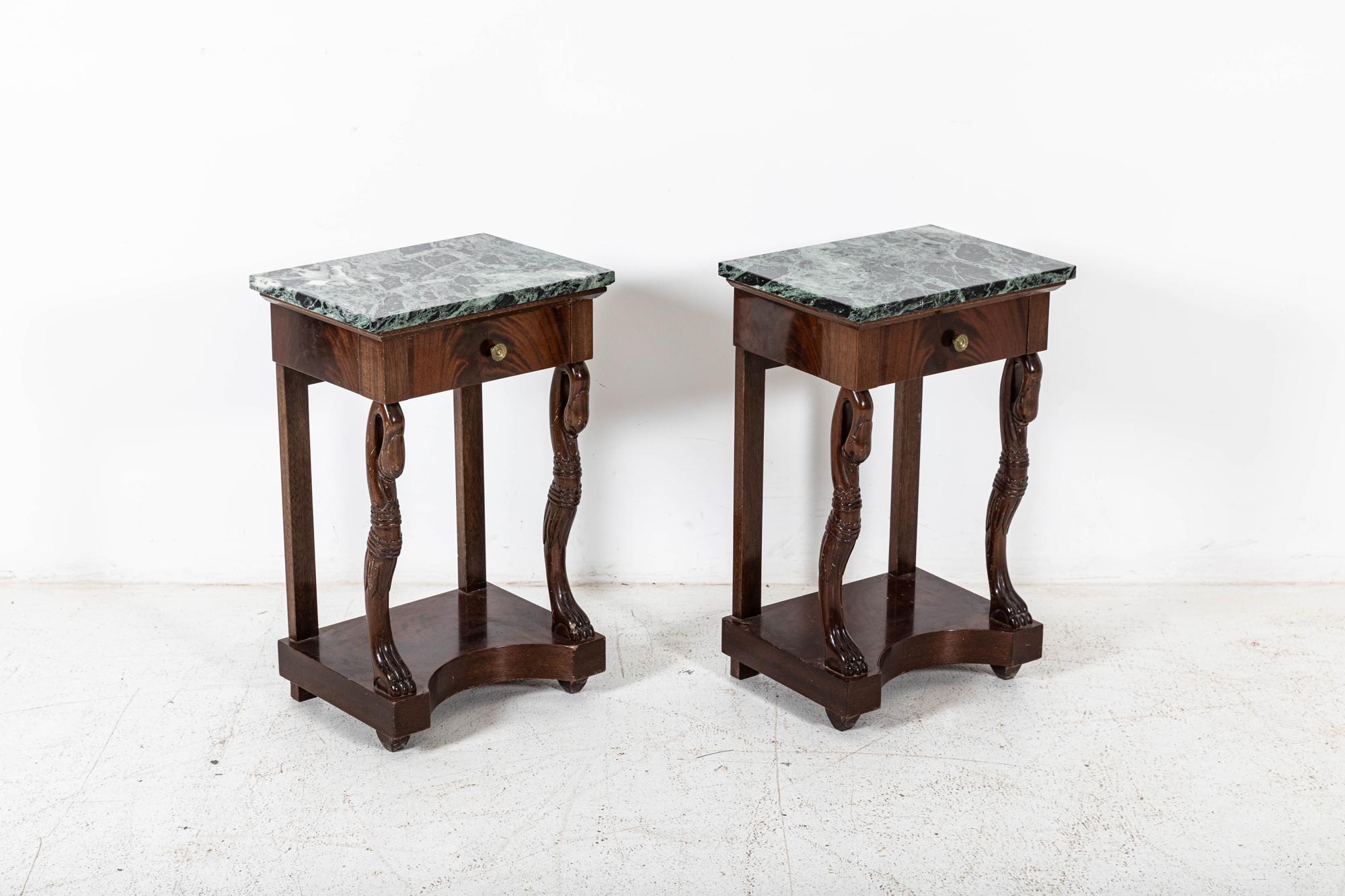 Pair French Swan Neck Bedside Tables For Sale 10