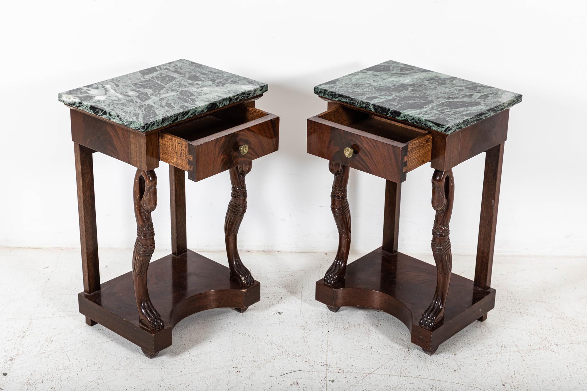 Late 19th Century Pair French Swan Neck Bedside Tables For Sale