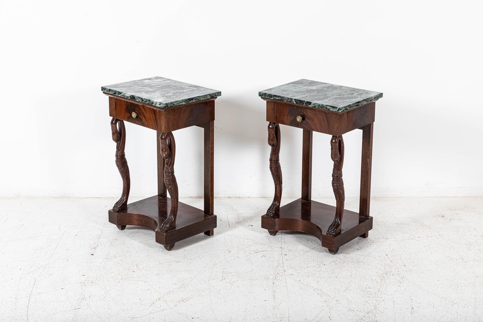 Pair French Swan Neck Bedside Tables For Sale 1