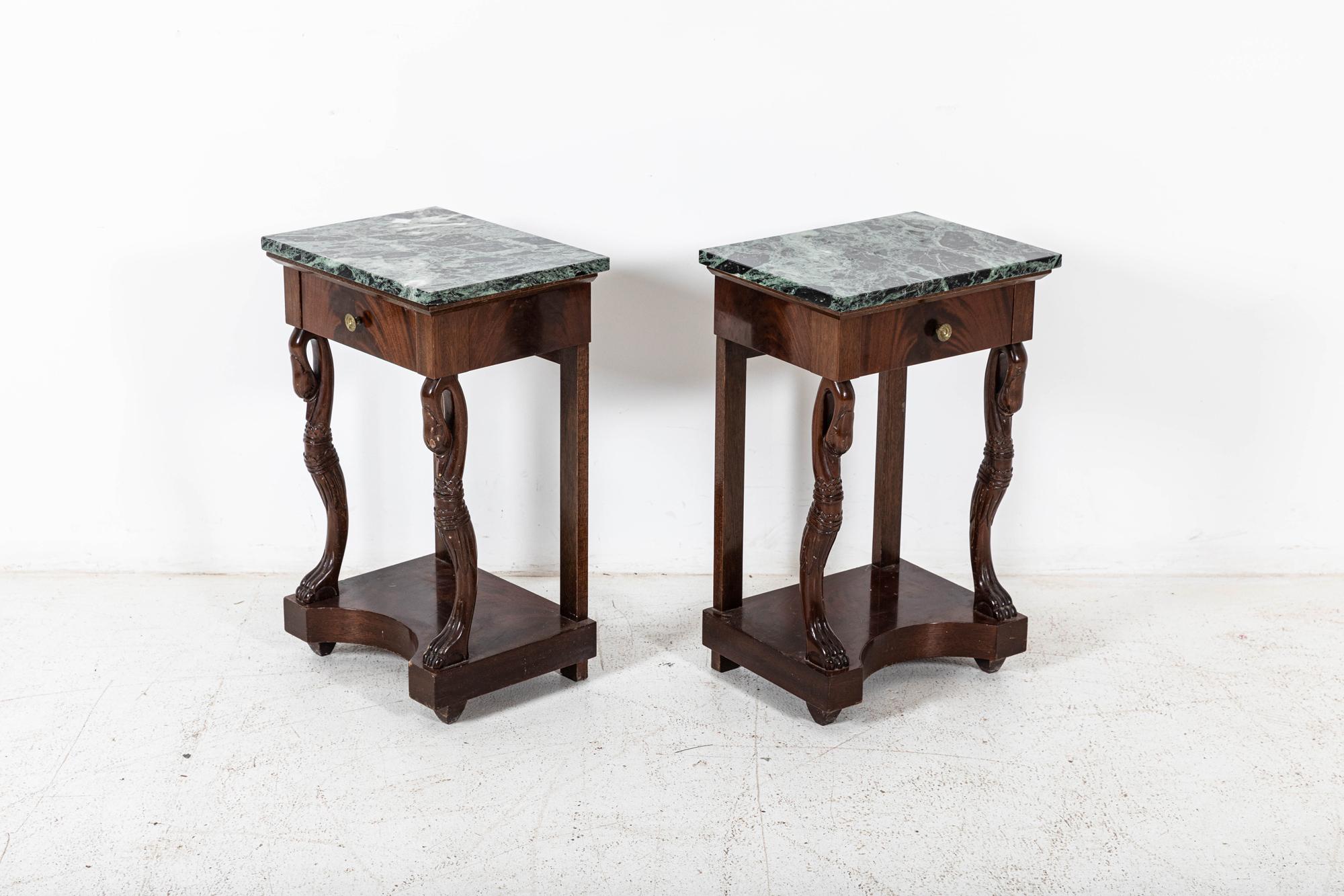Pair French Swan Neck Bedside Tables For Sale 2