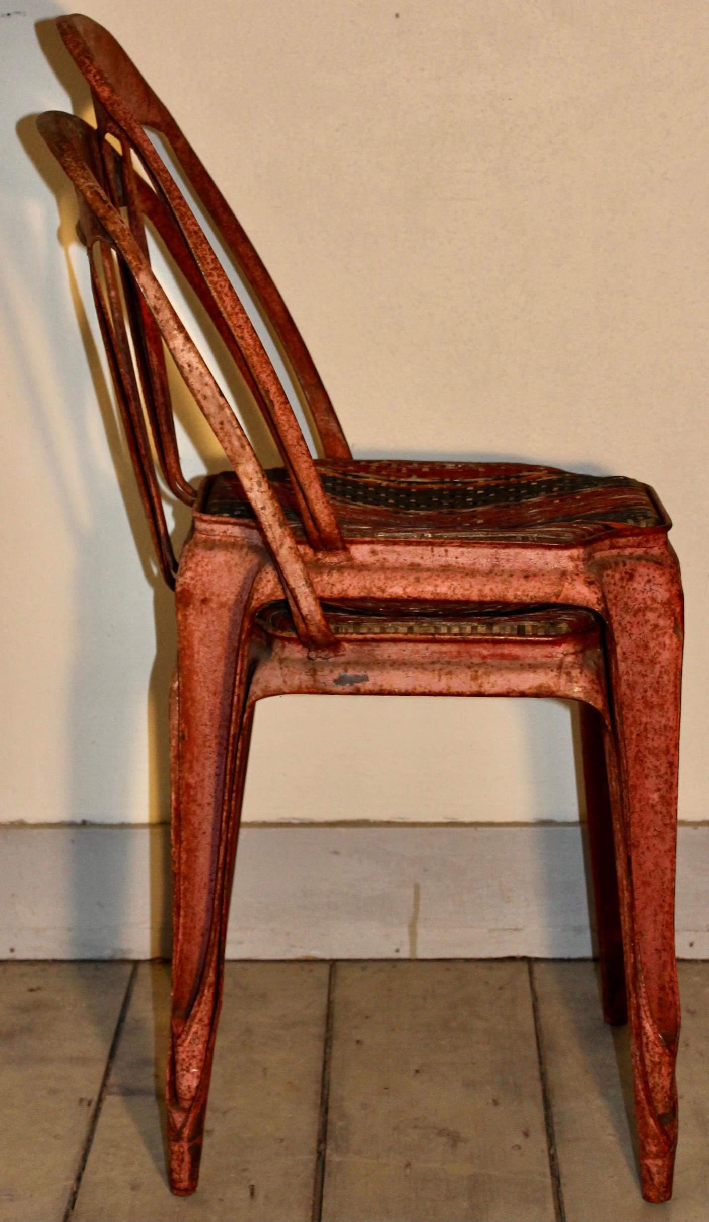 Pair French Terrace or Cafe Chairs Designers:Xavier Pauchard & Joseph Mathieu In Good Condition For Sale In Sharon, CT