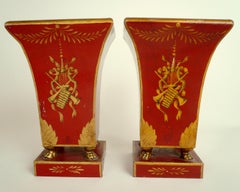 Pair French Tole Painted Neo-Classical Style Urns