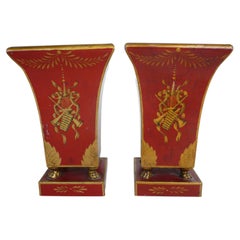 Pair French Tole Painted Neo-Classical Style Urns