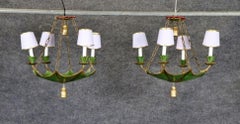 Pair French Tole Umbrella Chandeliers