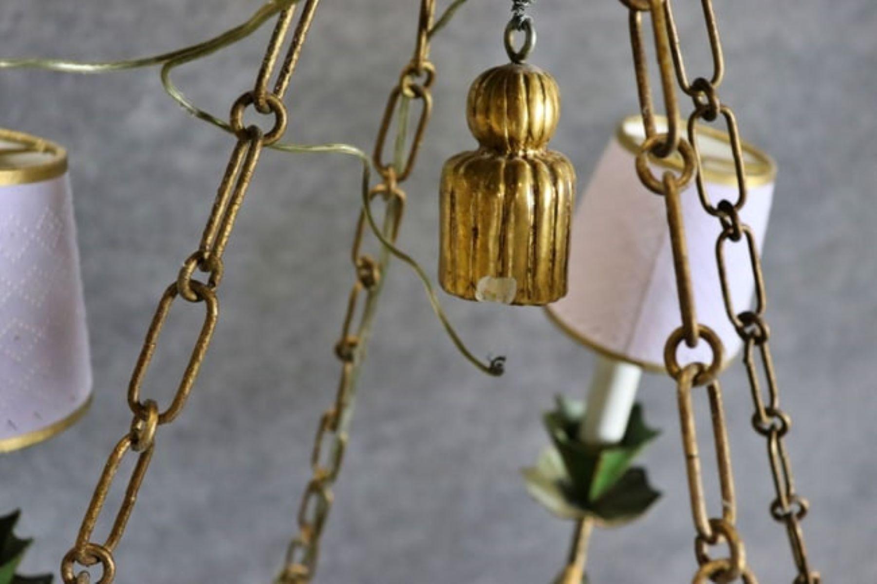 XX secolo Coppia di lampadari francesi a ombrello Tole in vendita