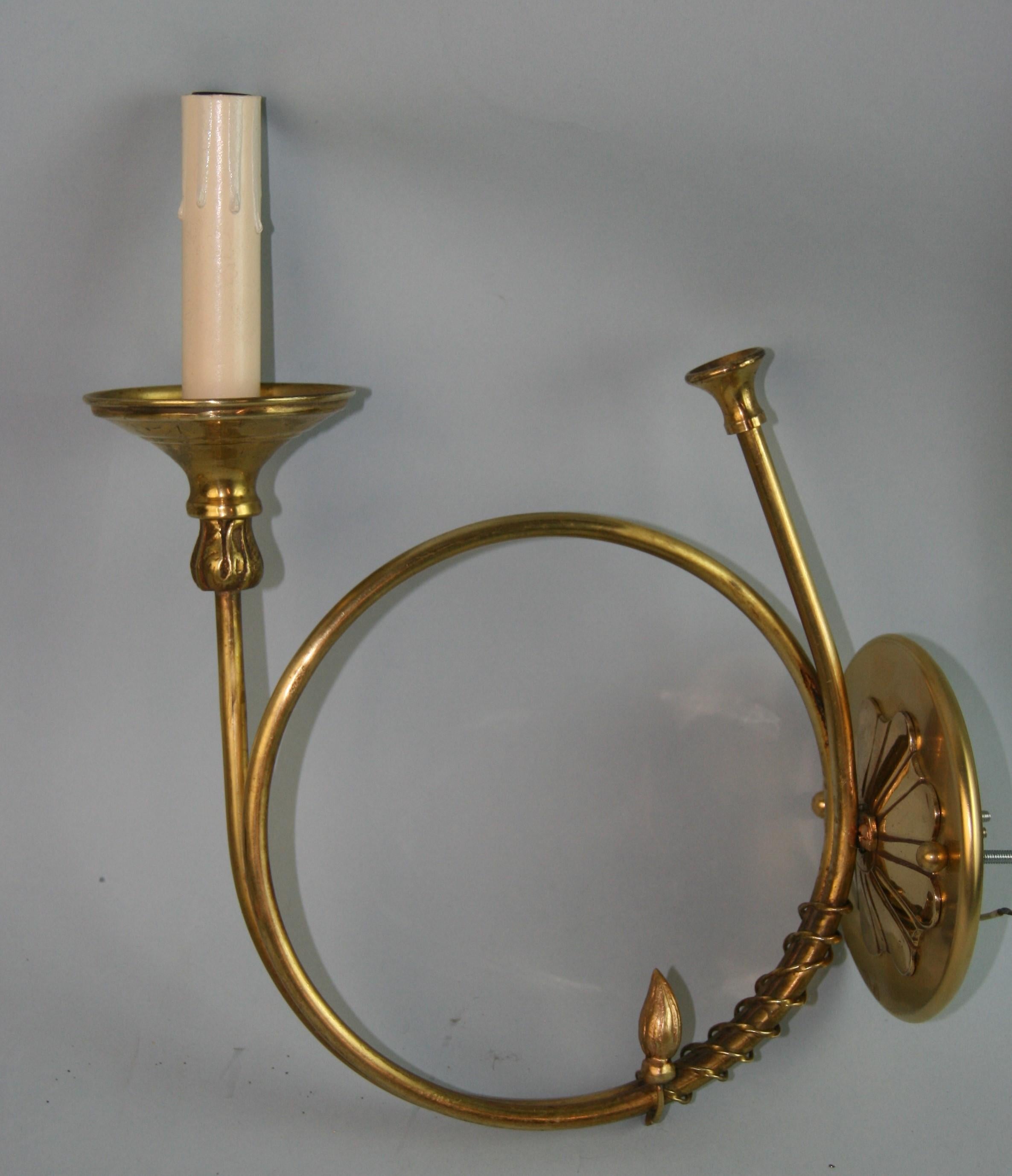 Pair French Trumpet Sconces '2 Pair Available' In Good Condition For Sale In Douglas Manor, NY