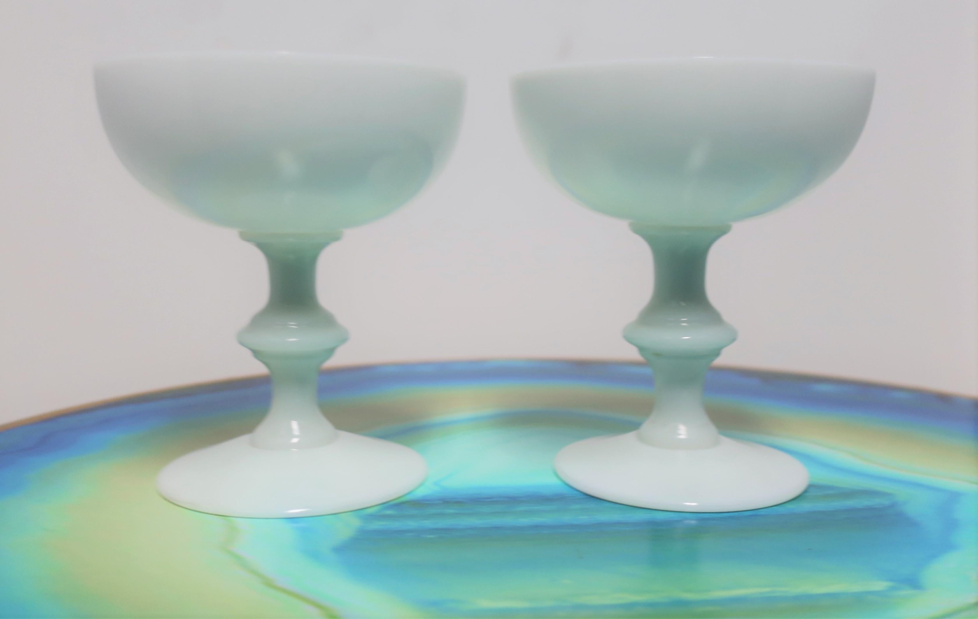 Mid-20th Century French White Opaline Champagne Glasses by Portieux Vallerysthal