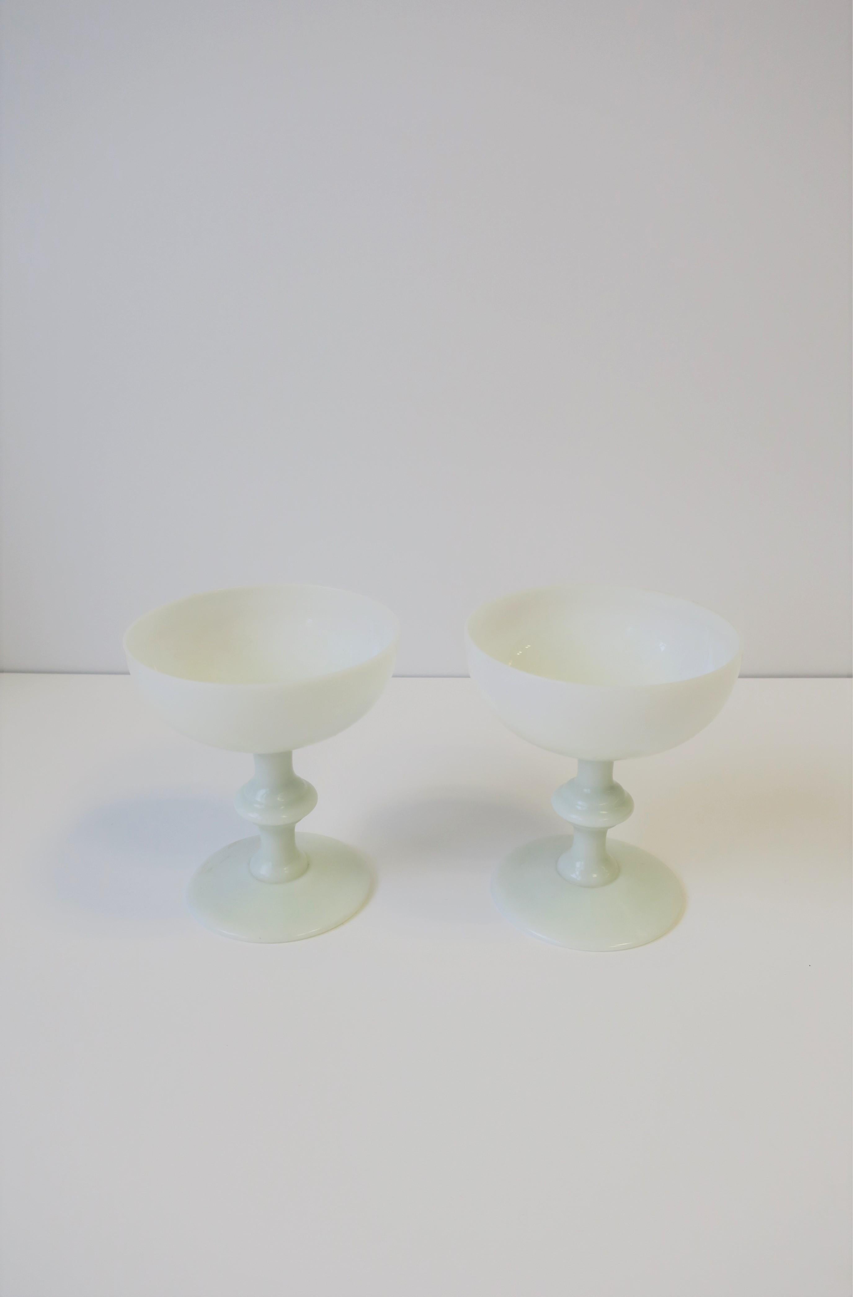 French White Opaline Champagne Glasses by Portieux Vallerysthal 1