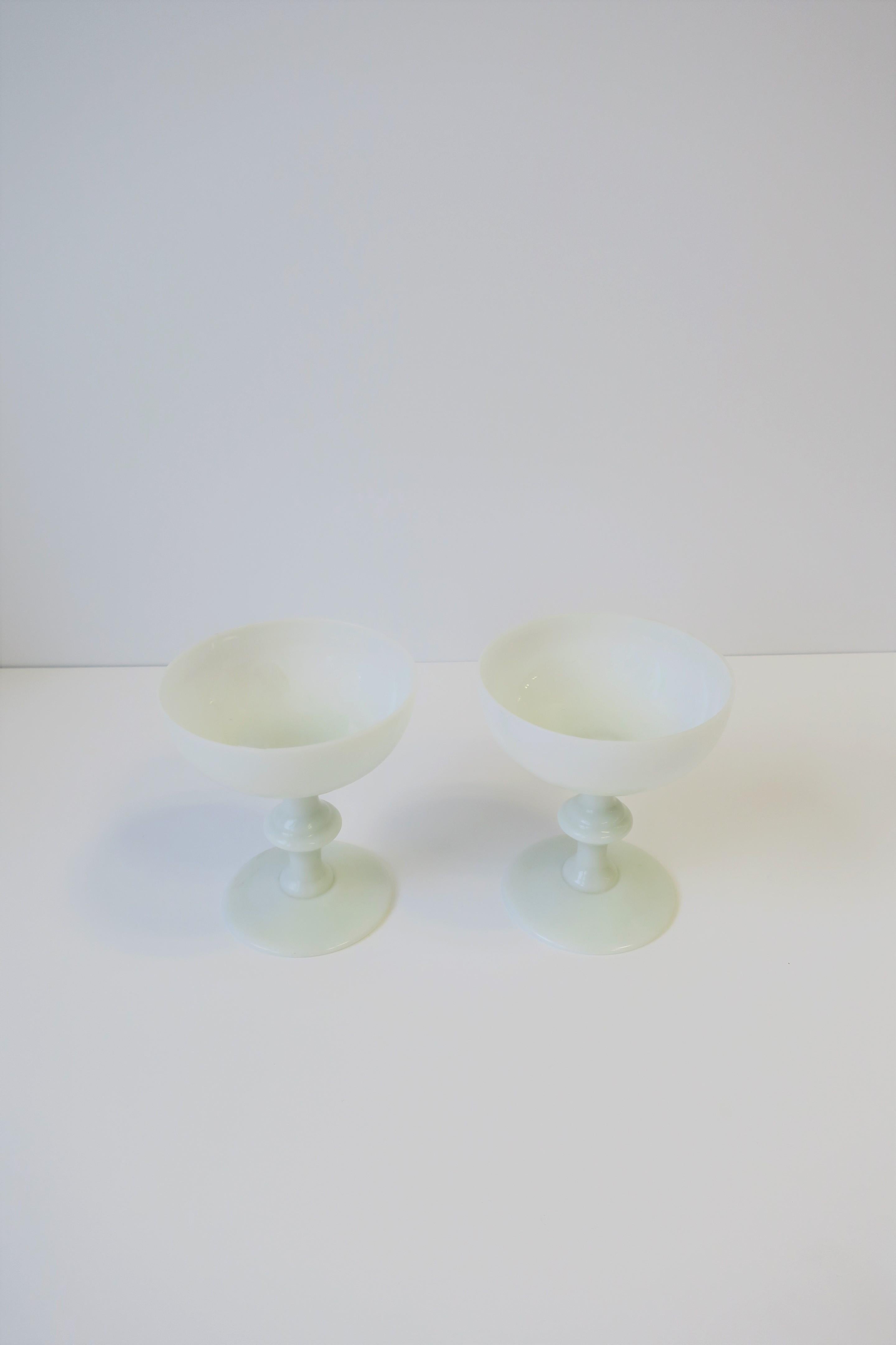 French White Opaline Champagne Glasses by Portieux Vallerysthal 3