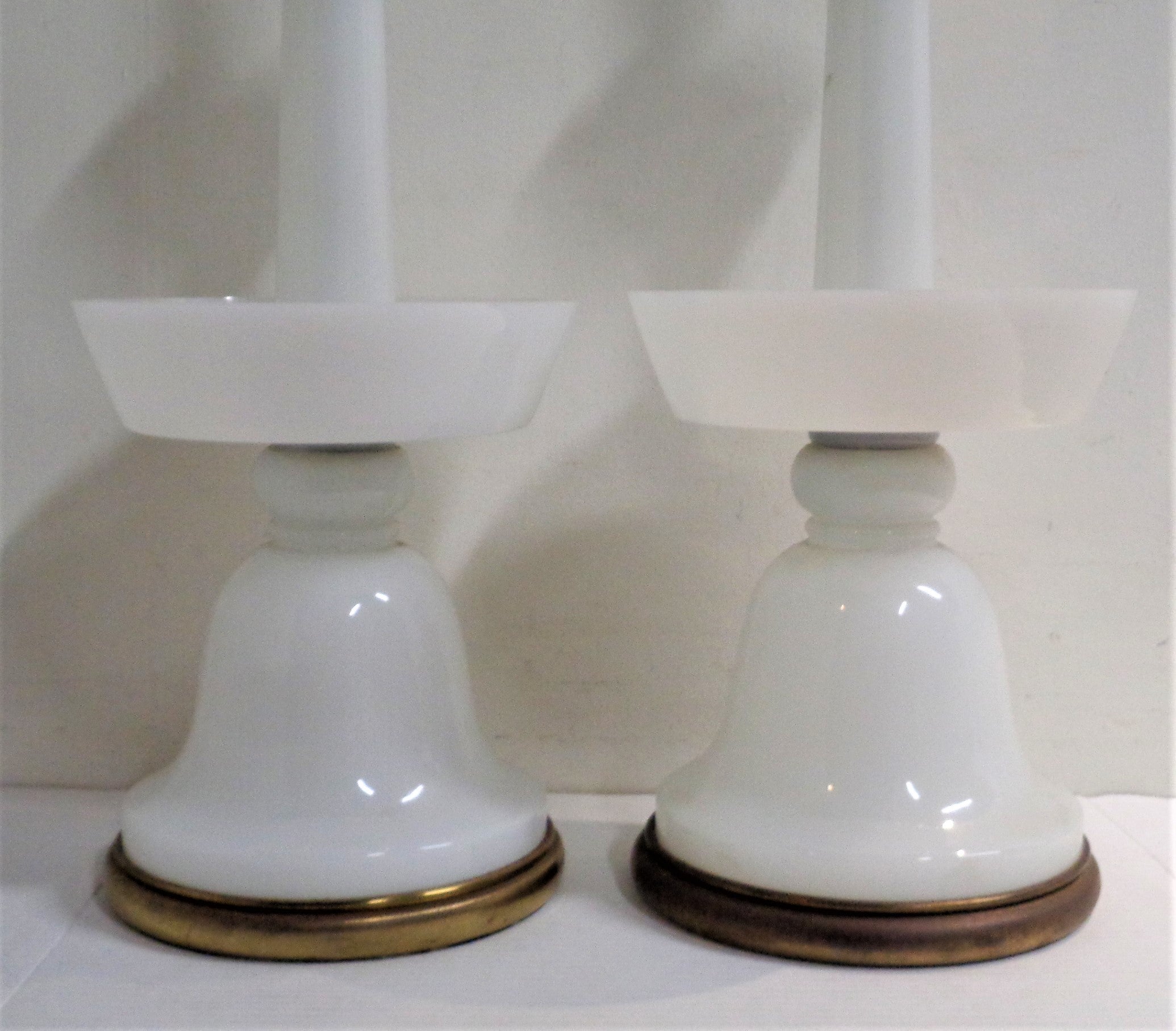  French White Opaline Glass Table Lamps, Circa 1930 In Good Condition For Sale In Rochester, NY