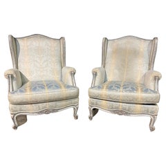 Pair French Wingback Bergere Arm Chairs