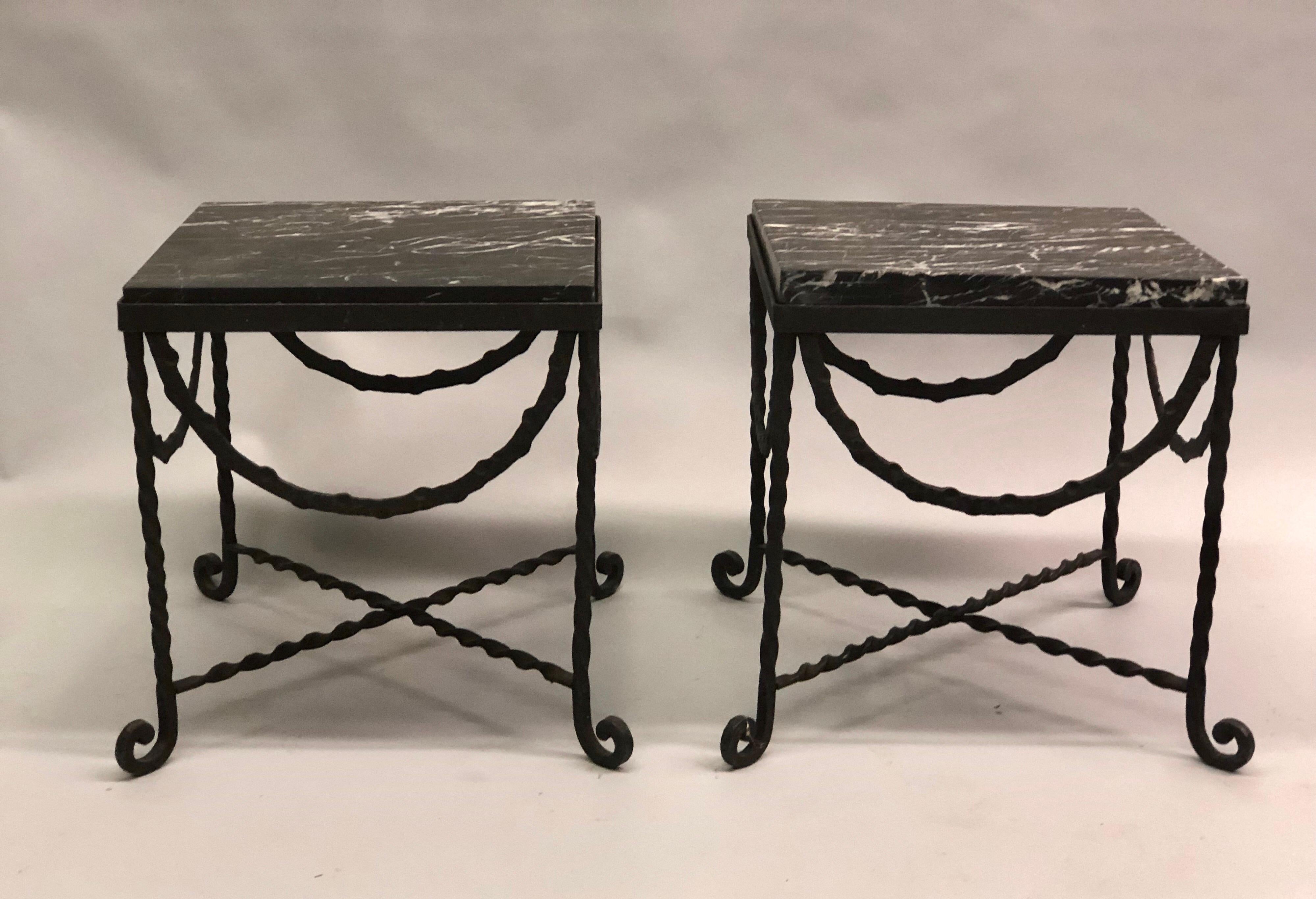 black wrought iron end tables