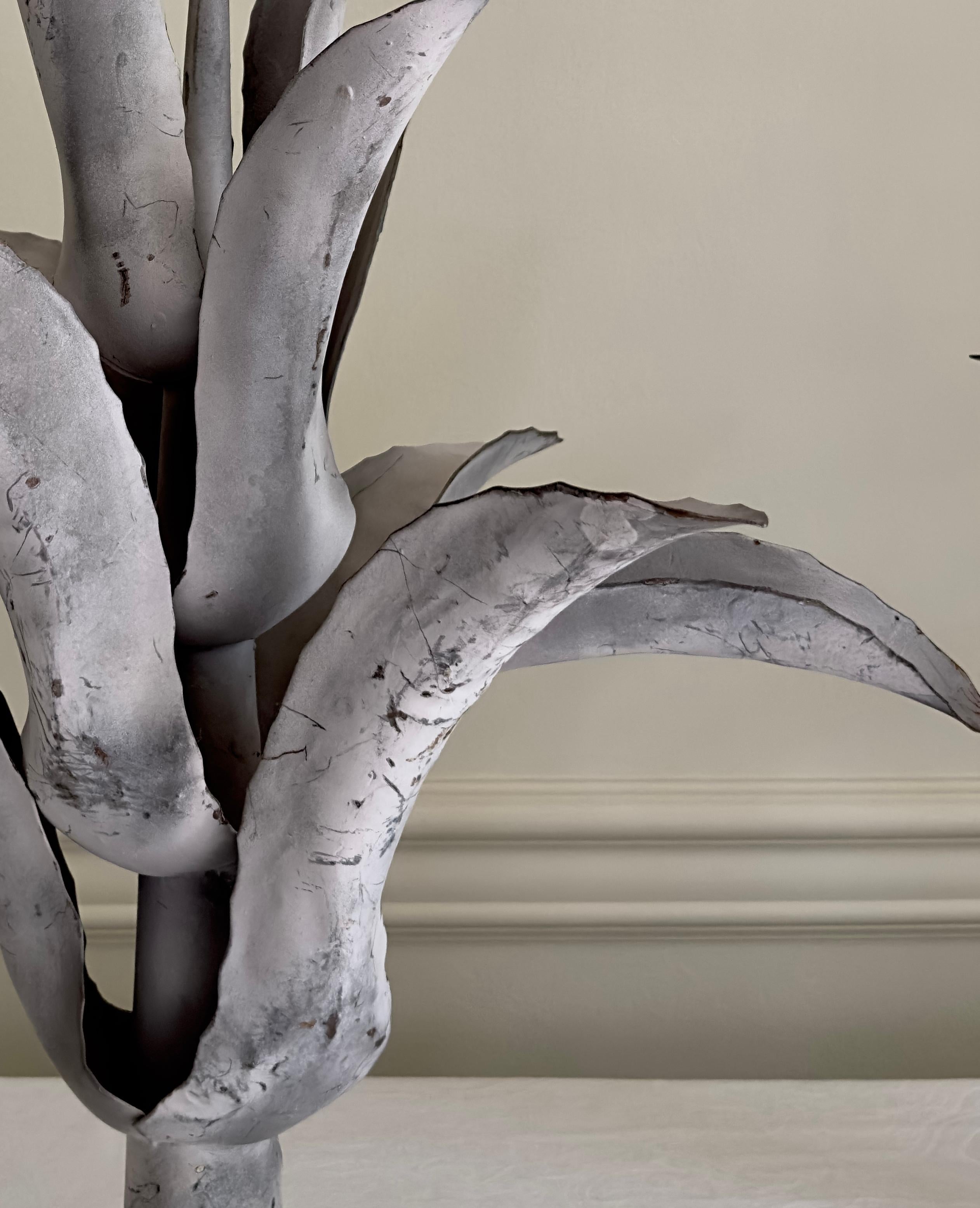 20th Century Pair French Zinc Agave Plant Specimen Sculptures For Sale