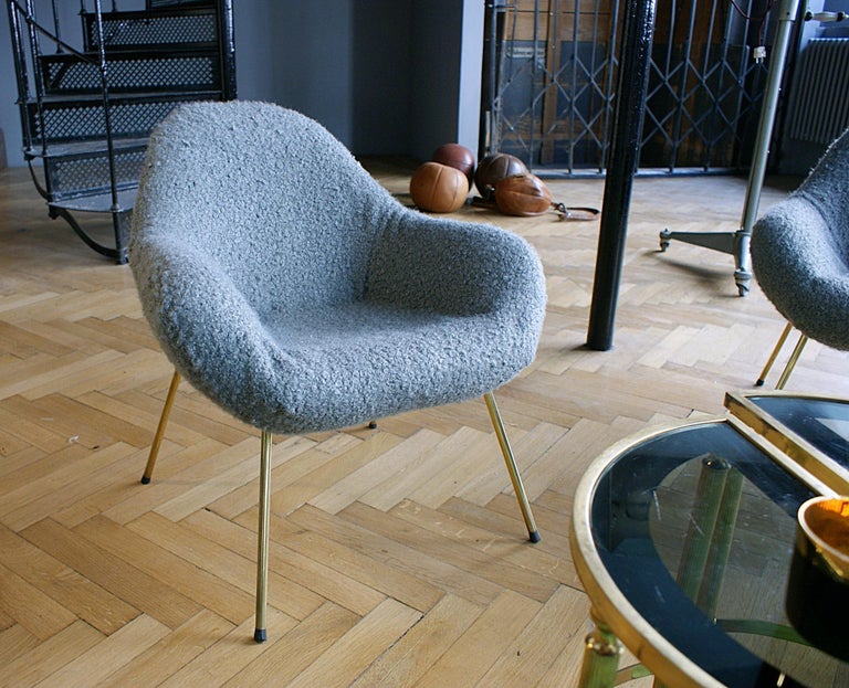 Pair of Fritz Neth Organic Midcentury Sheep Wool Lounge Chairs