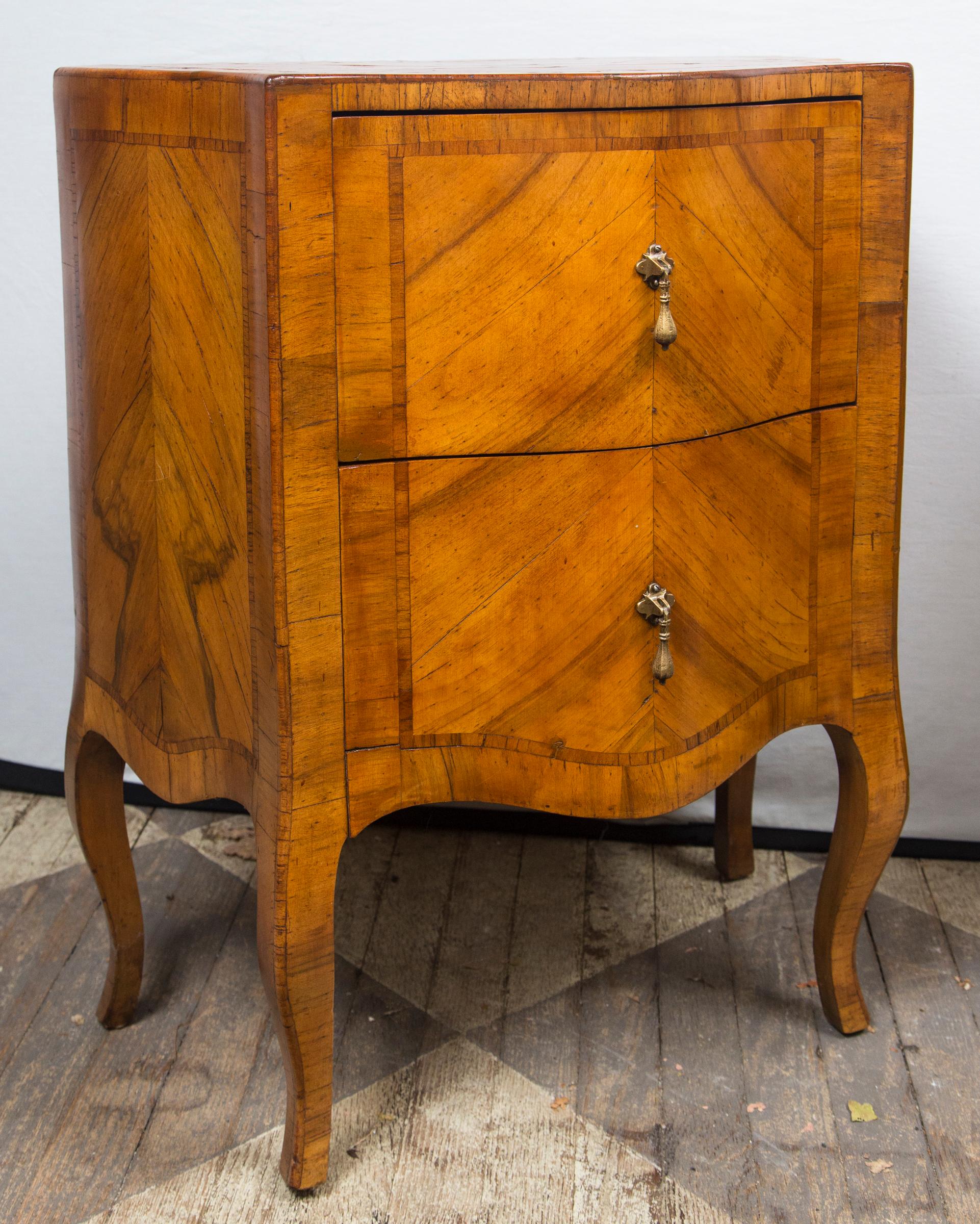 Veneer Pair of Fruitwood Bedside Commodes