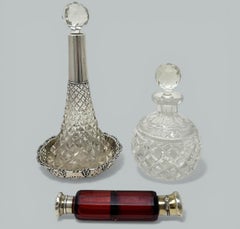 Collection'S in cristallo inglese, argento sterling, bottiglie di profumo per la toilette al mirtillo rosso, in argento sterling