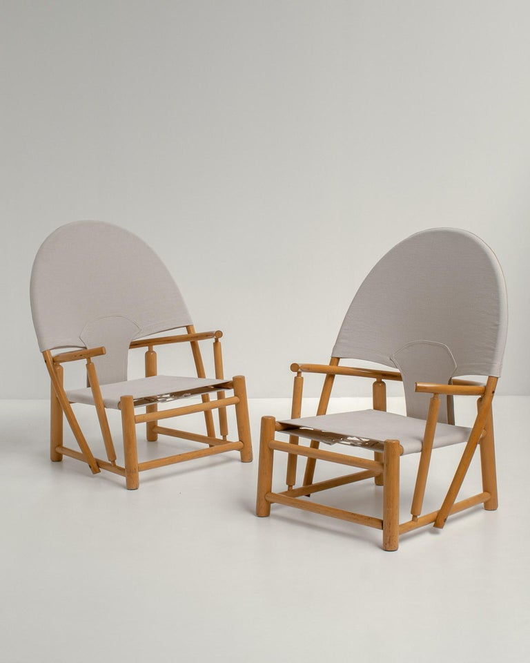 This very unique and unusual chair is the G23 lounge chair that was designed by Piero Palange & Werther Toffoloni. It was produced by Germa in 1972 and became known as the 'hoop' chair.

This is a high-quality chair, with a steam-bend beech frame.