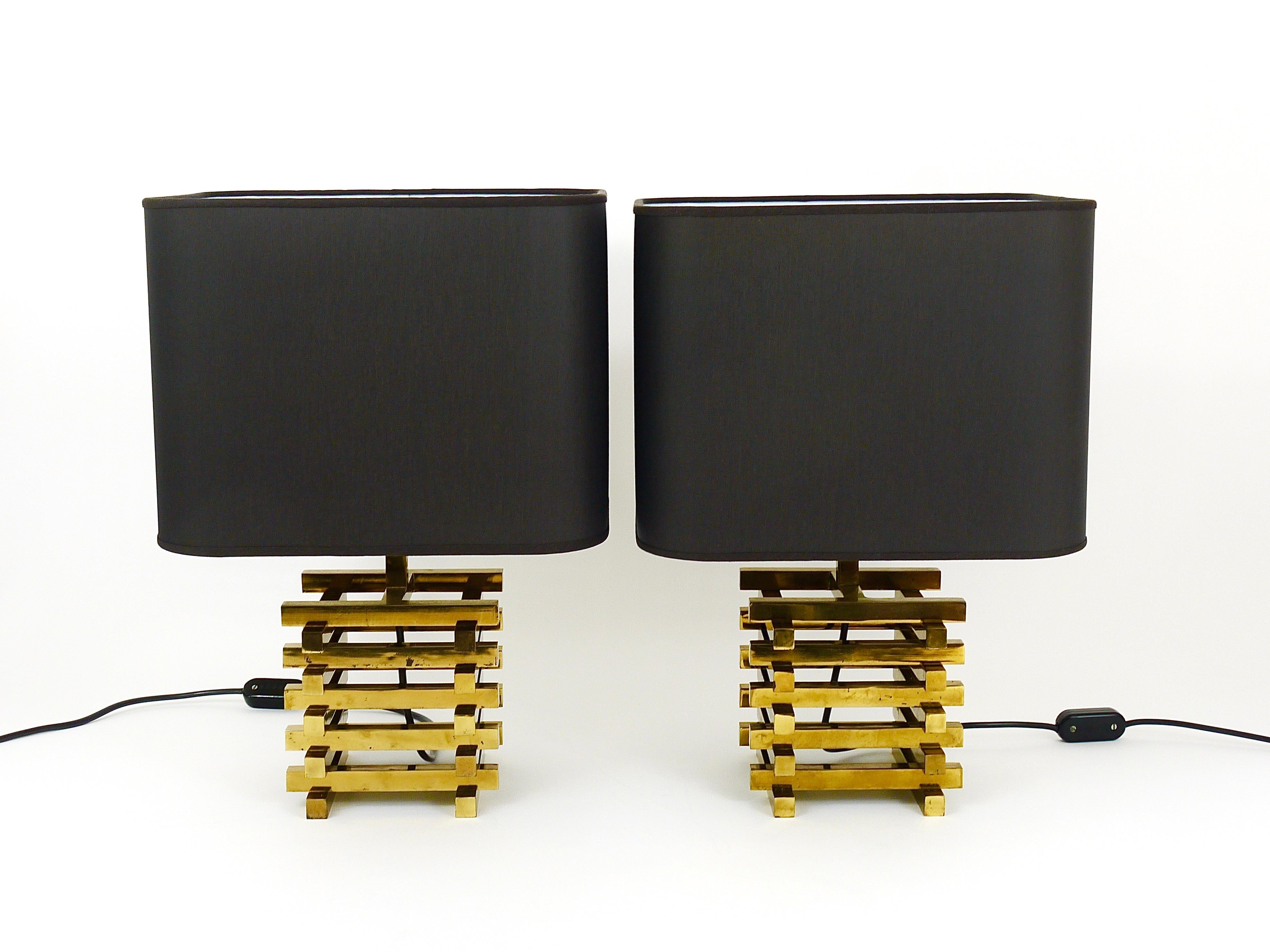 Pair Romeo Rega Style Midcentury Brass Table Lamps, Italy, 1970s 8