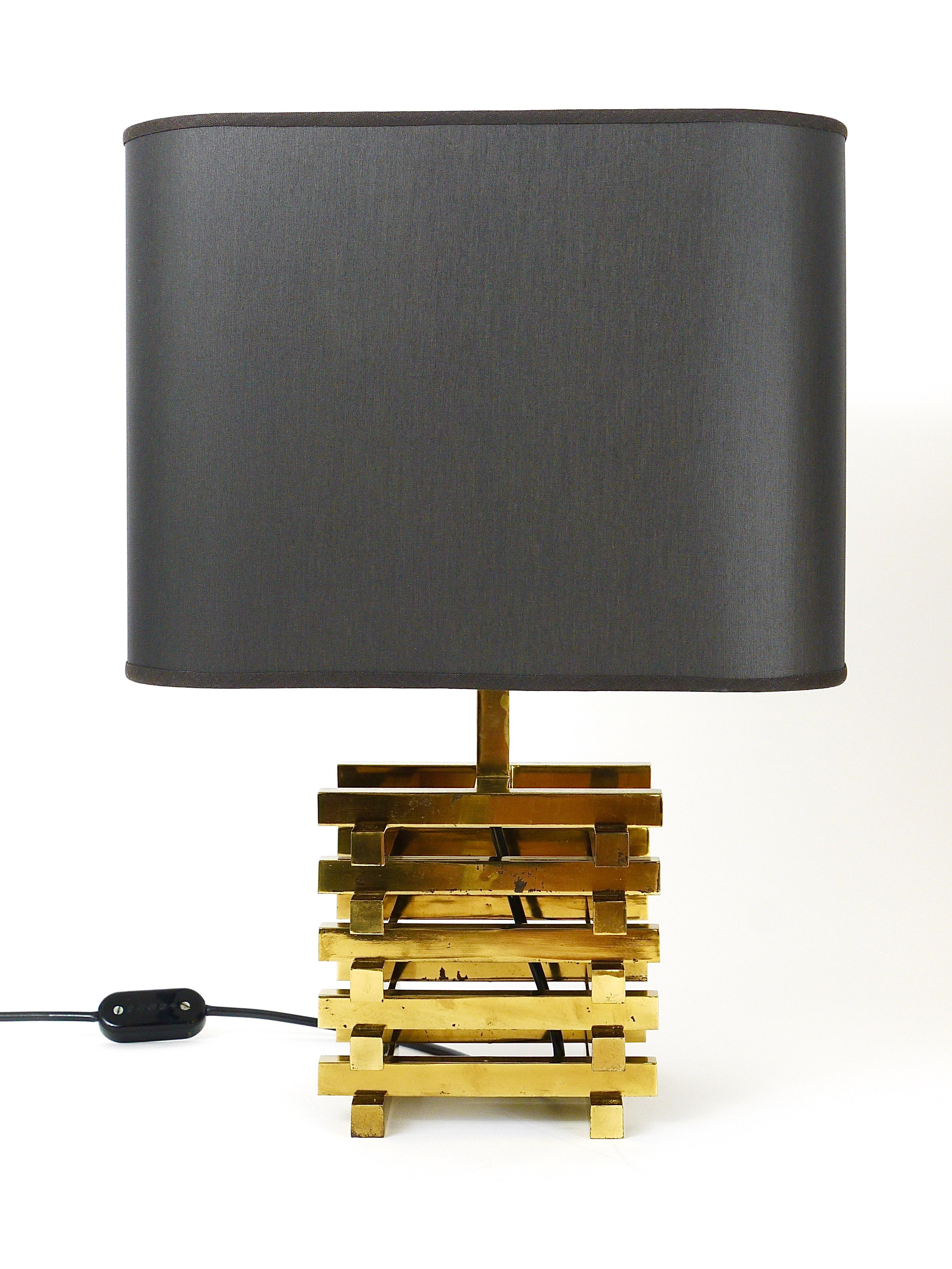 20th Century Pair Romeo Rega Style Midcentury Brass Table Lamps, Italy, 1970s
