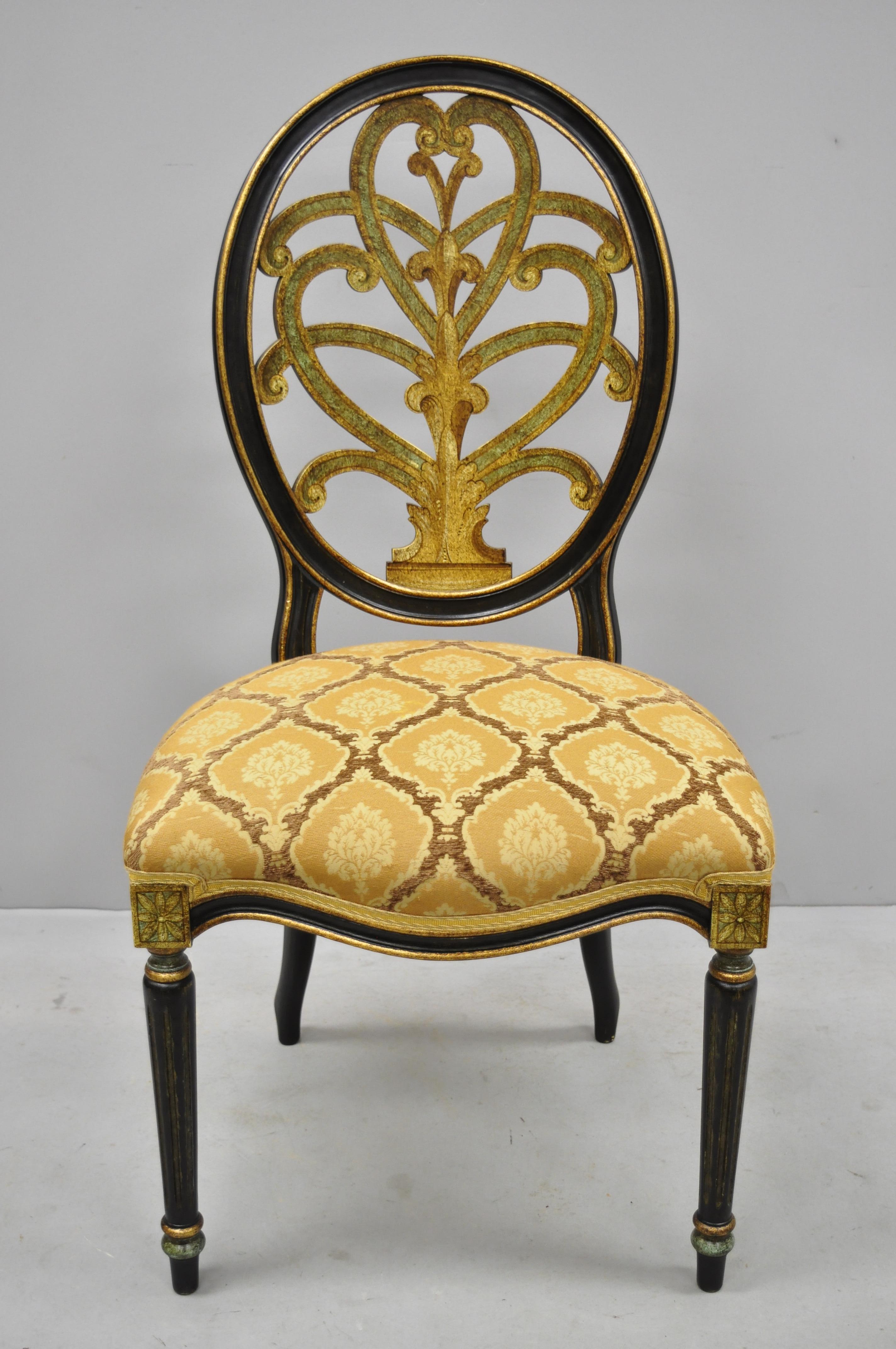 Galimberti Lino Italian Regency Hepplewhite Adams Style Pointed Side Chairs Pair In Good Condition In Philadelphia, PA