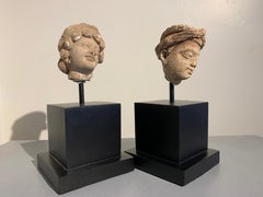 Pair Gandharan Stucco Heads of Donors, 3rd-5th Century, Gandhara