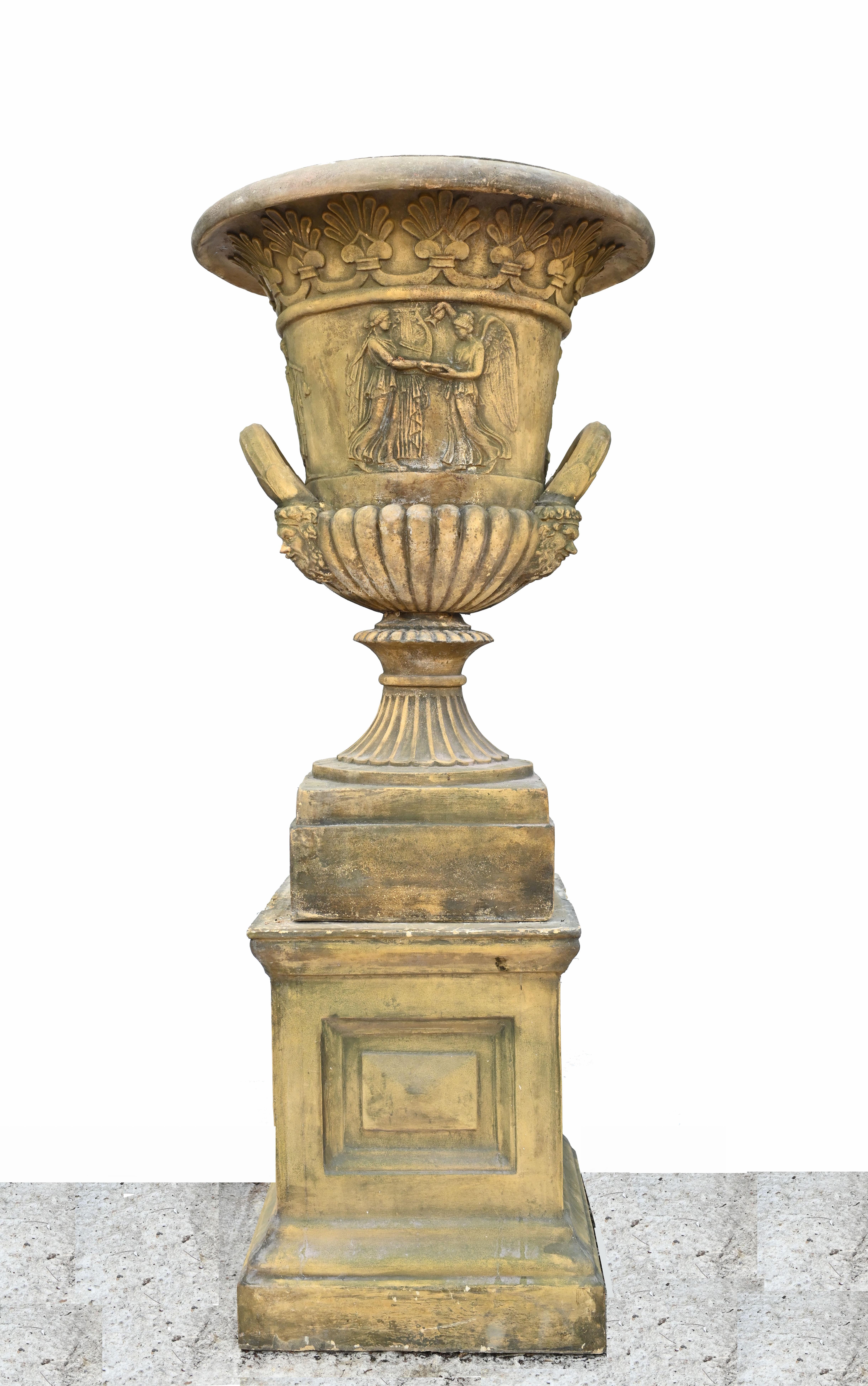 Pareja de Urnas de Jardín Campana Base Pedestal Clásica Thomas Hope Terracota en venta 12