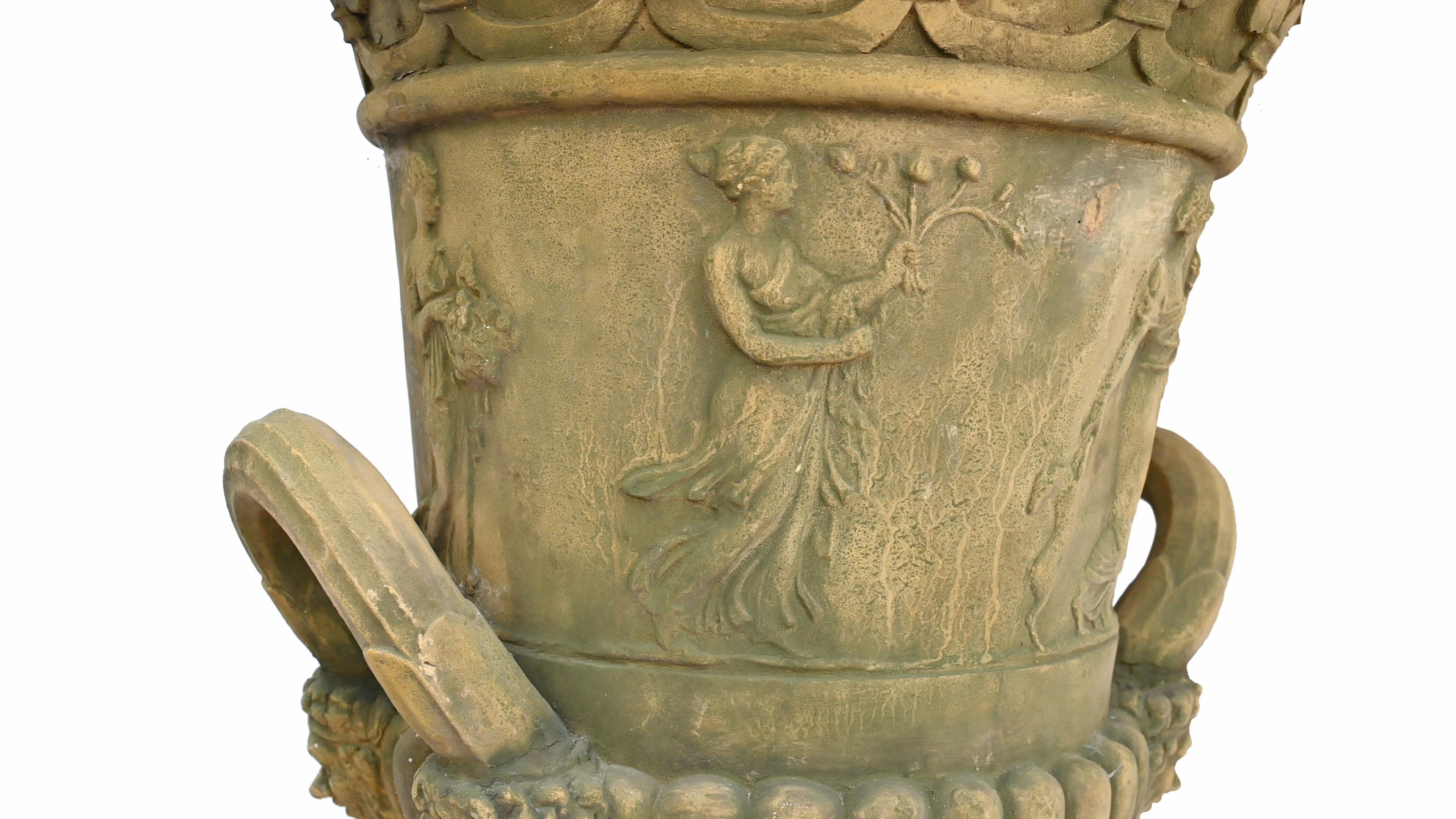 Pareja de Urnas de Jardín Campana Base Pedestal Clásica Thomas Hope Terracota en venta 2