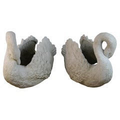 Pair Garden Swan Planters