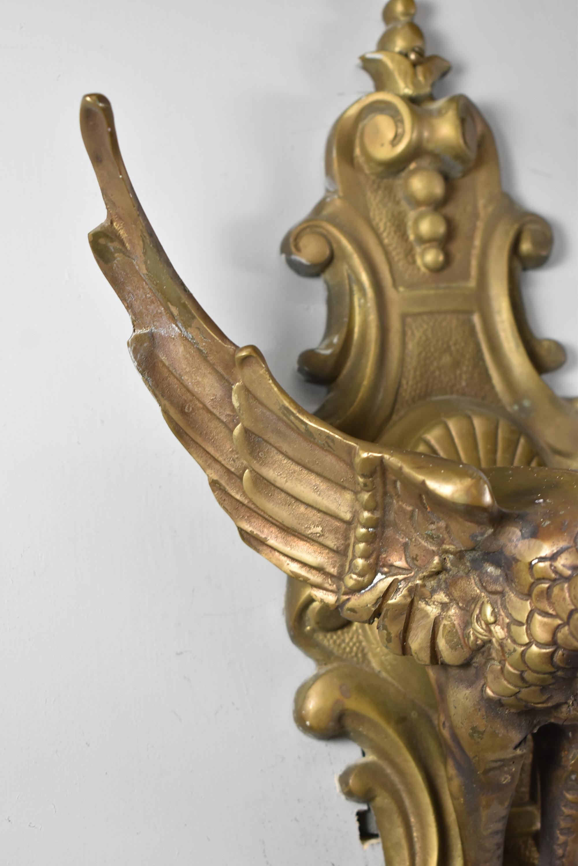 Pair of Gargoyle Bronze Gothic Style Wall Sconces In Good Condition In Toledo, OH