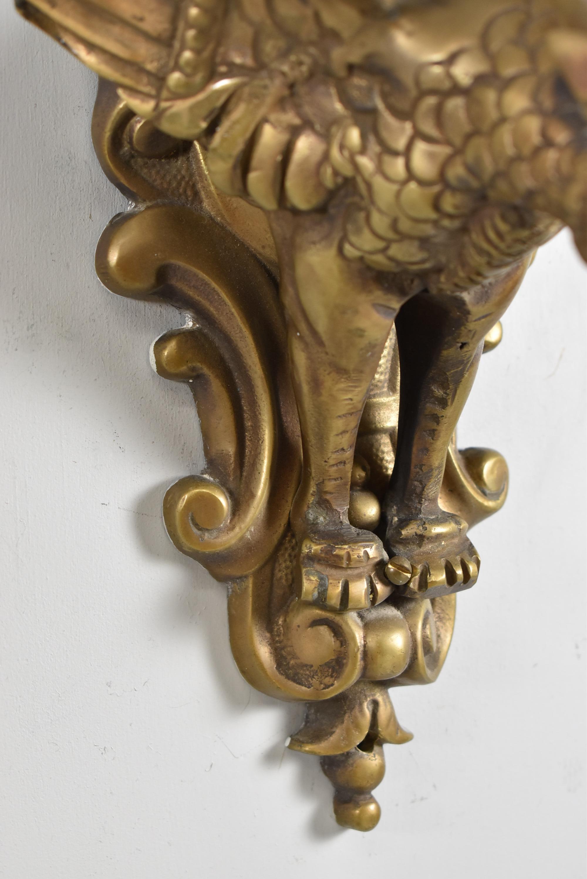 20th Century Pair of Gargoyle Bronze Gothic Style Wall Sconces