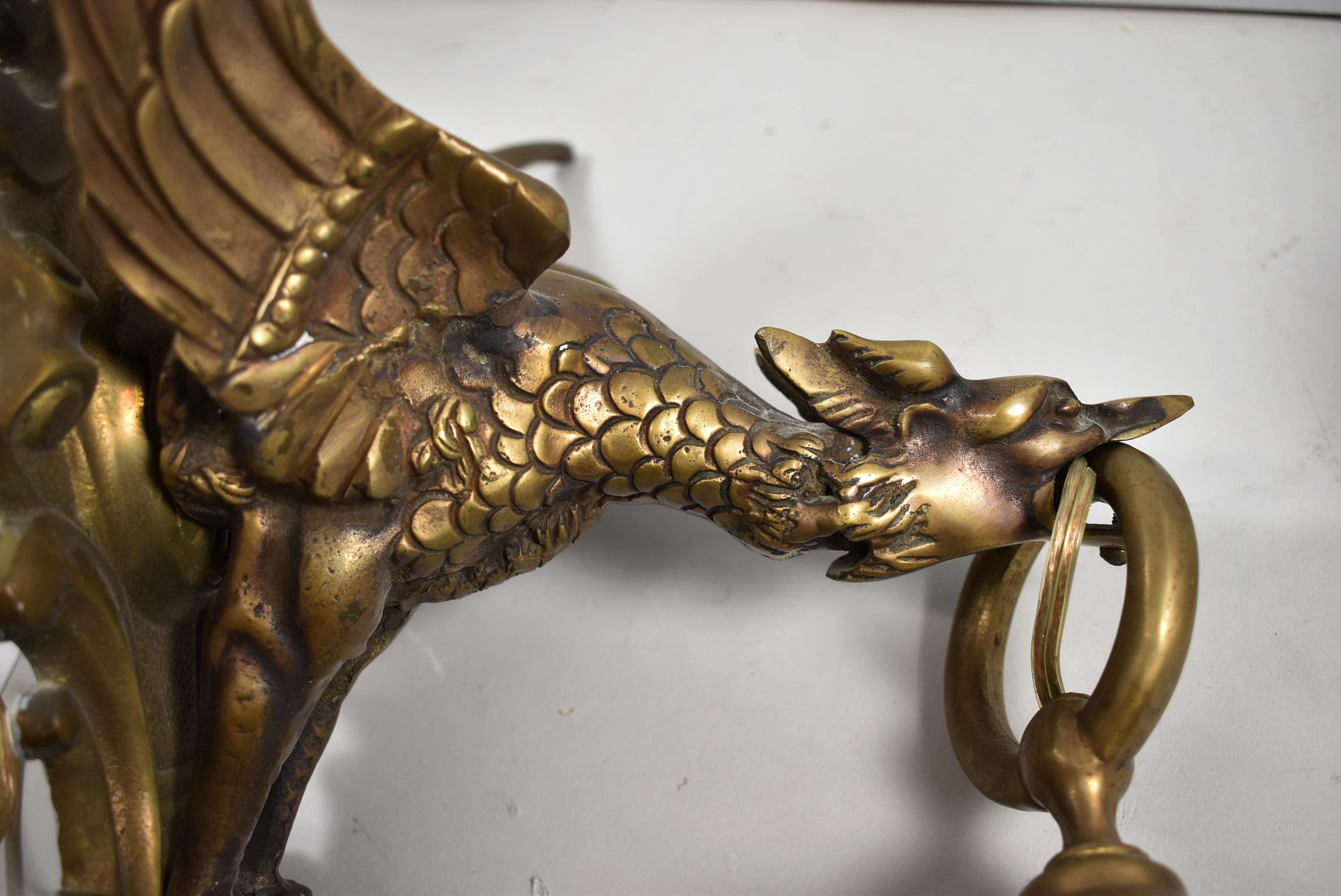 Pair of Gargoyle Bronze Gothic Style Wall Sconces 1