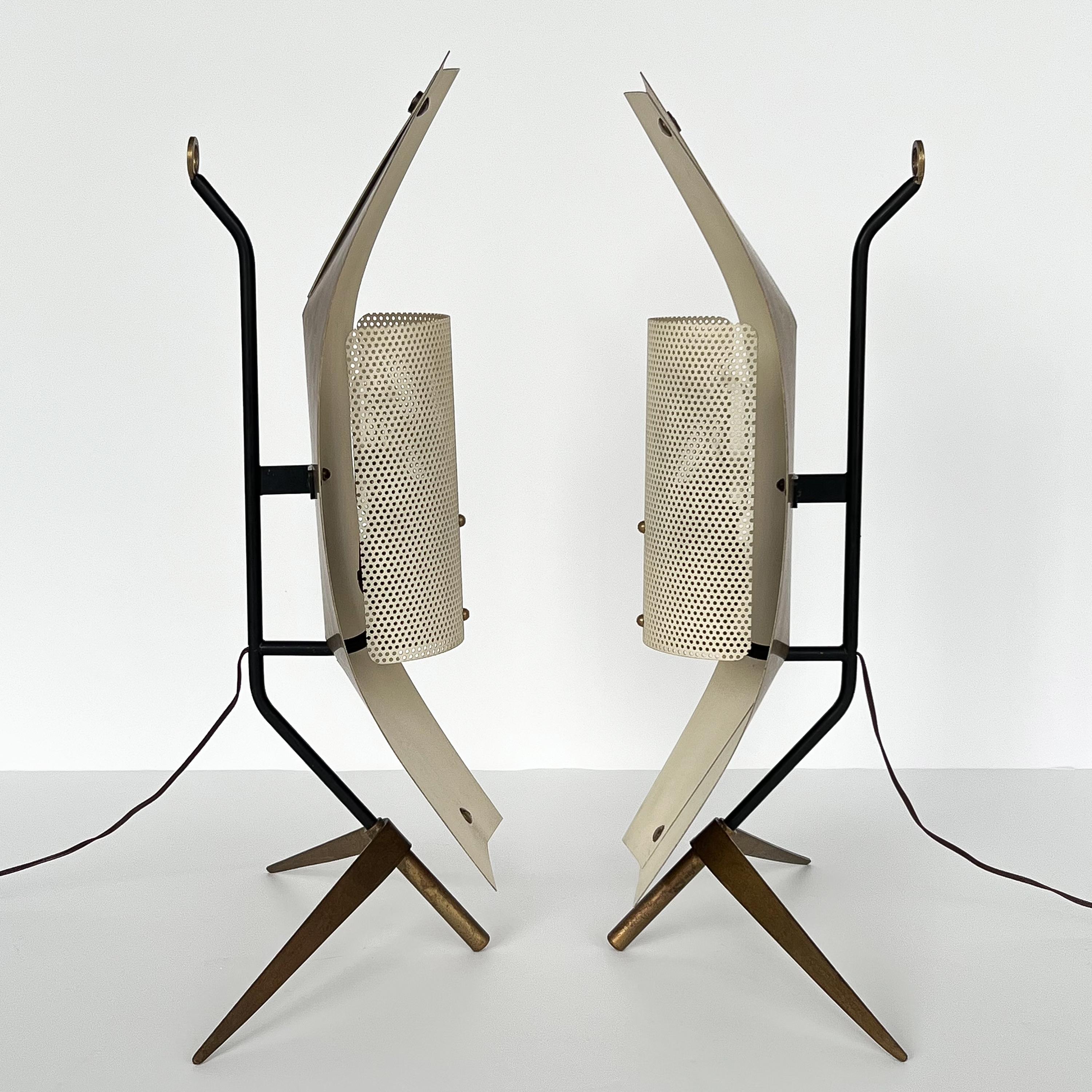 Italian Pair Gastone Colliva Modernist Table Lamps / Wall Sconces