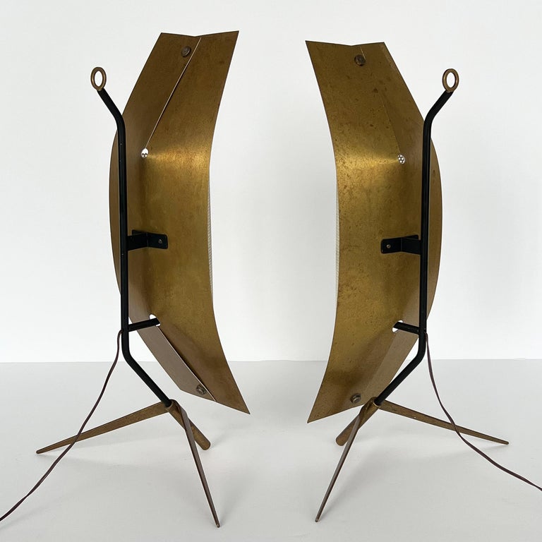 Pair Gastone Colliva Modernist Table Lamps / Wall Sconces In Good Condition For Sale In Chicago, IL