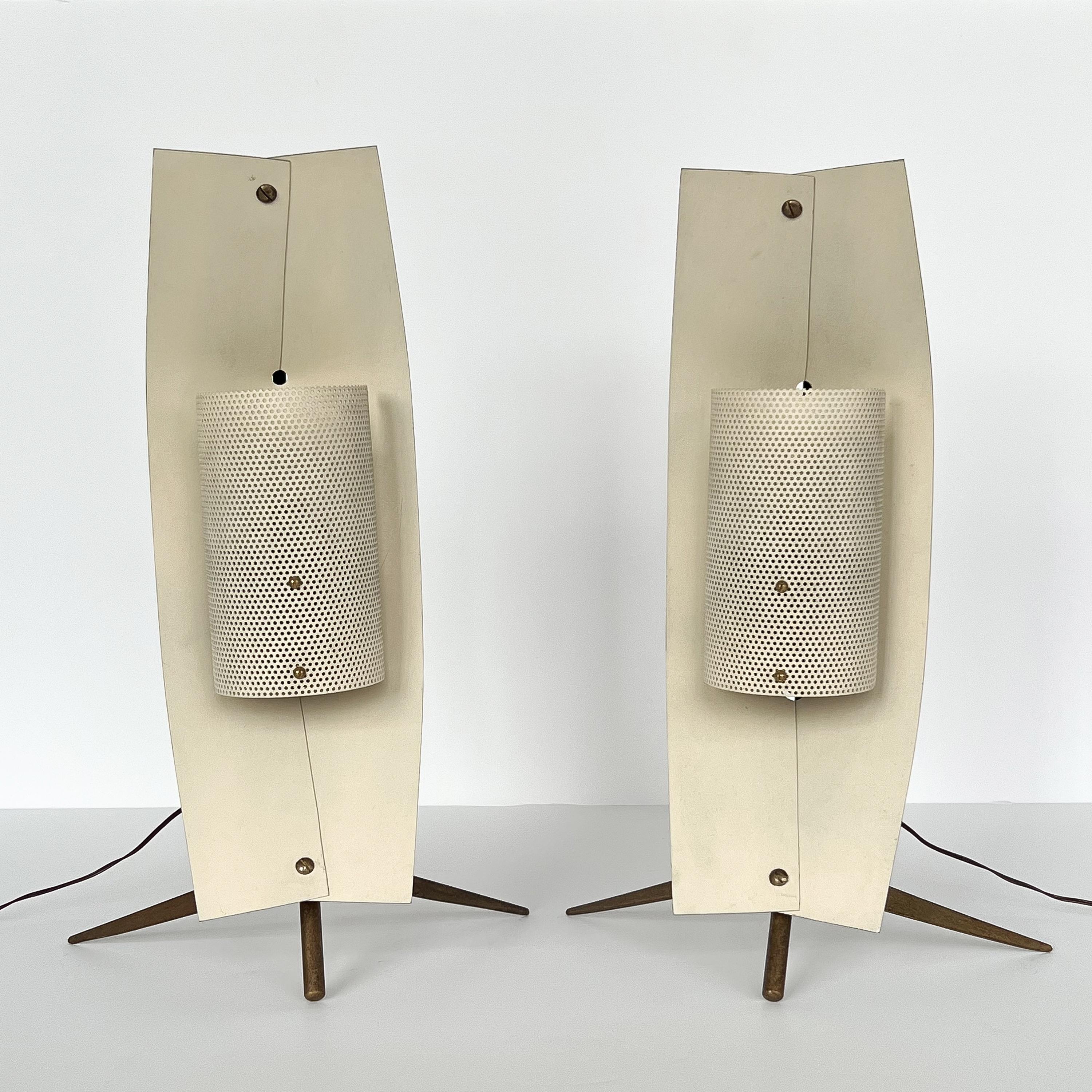 Mid-20th Century Pair Gastone Colliva Modernist Table Lamps / Wall Sconces