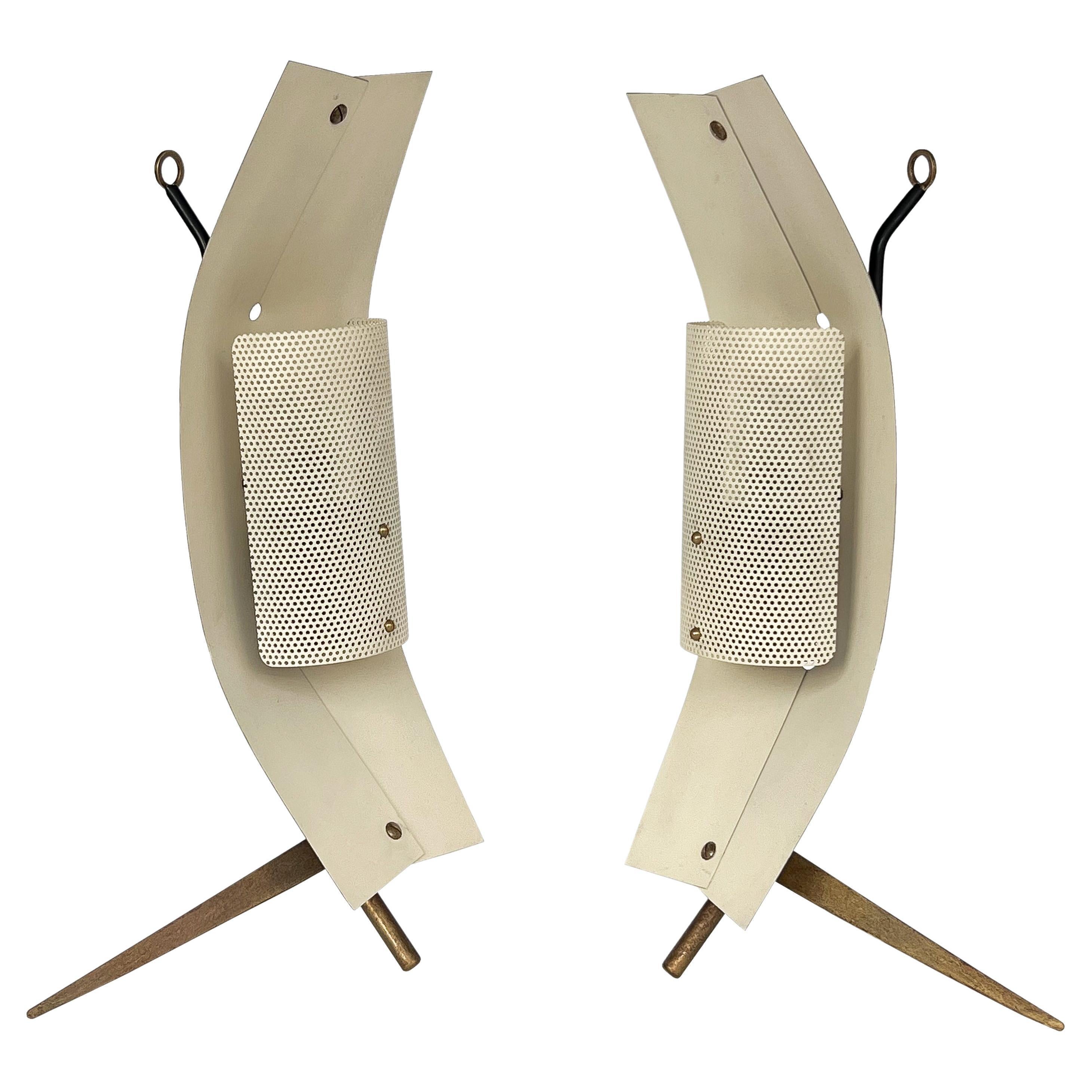 Pair Gastone Colliva Modernist Table Lamps / Wall Sconces