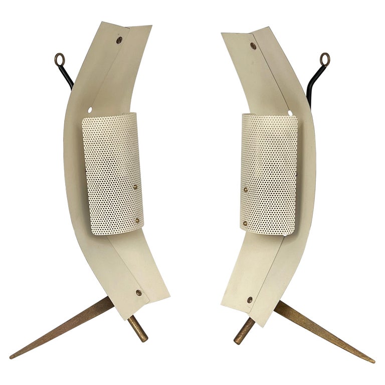 Pair Gastone Colliva Modernist Table Lamps / Wall Sconces For Sale