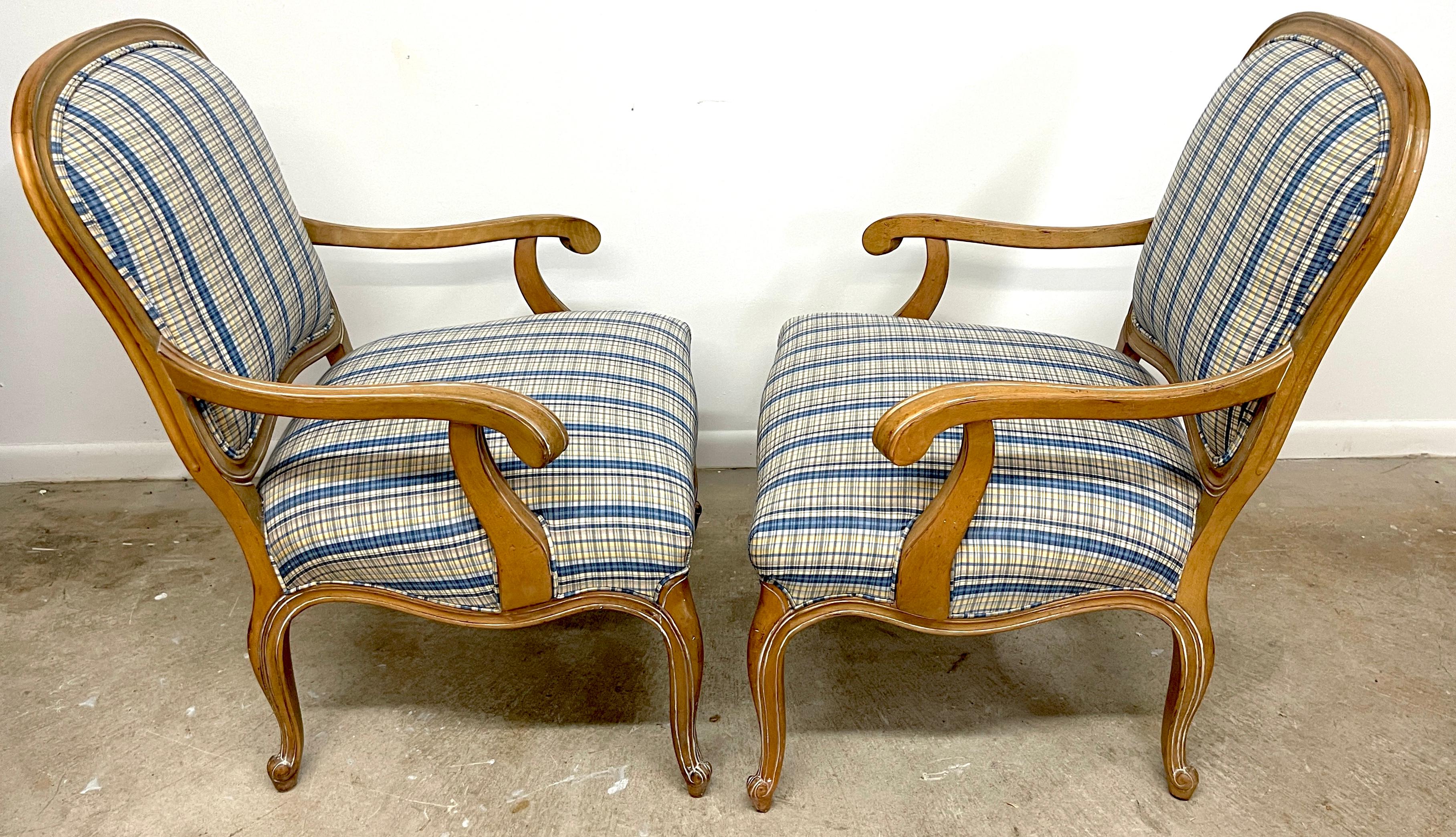 Pair Generous Italian Neoclassical Style Bleached Fruitwood Bergere /Armchairs  For Sale 1