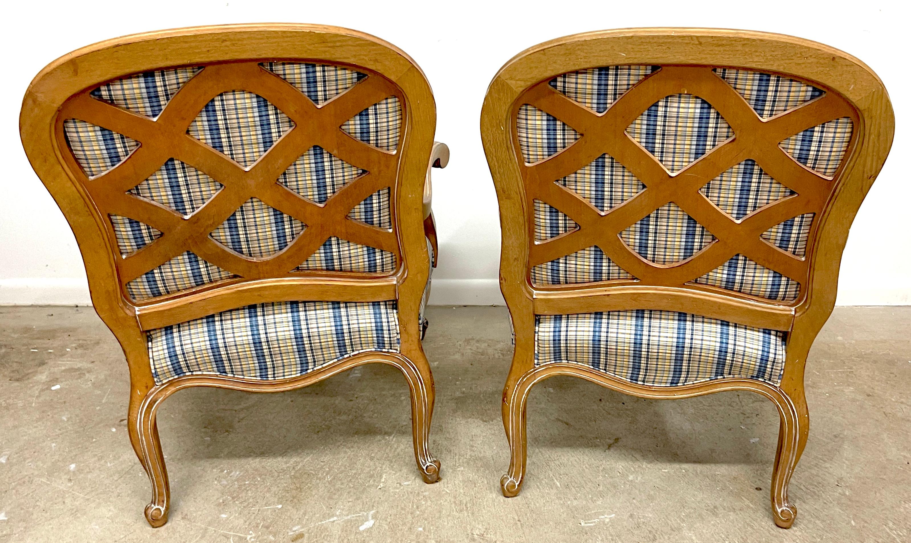 Pair Generous Italian Neoclassical Style Bleached Fruitwood Bergere /Armchairs  For Sale 2
