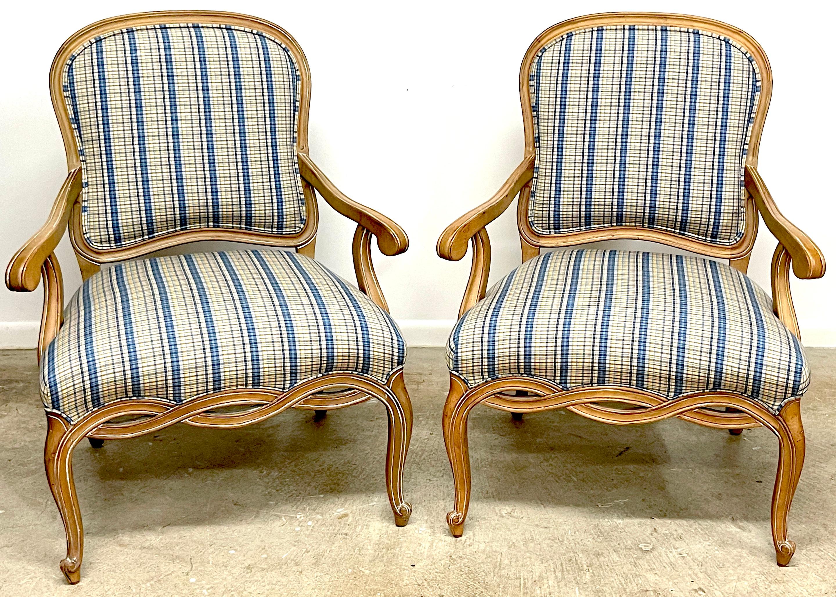 Pair Generous Italian Neoclassical Style Bleached Fruitwood Bergere /Armchairs  For Sale 4
